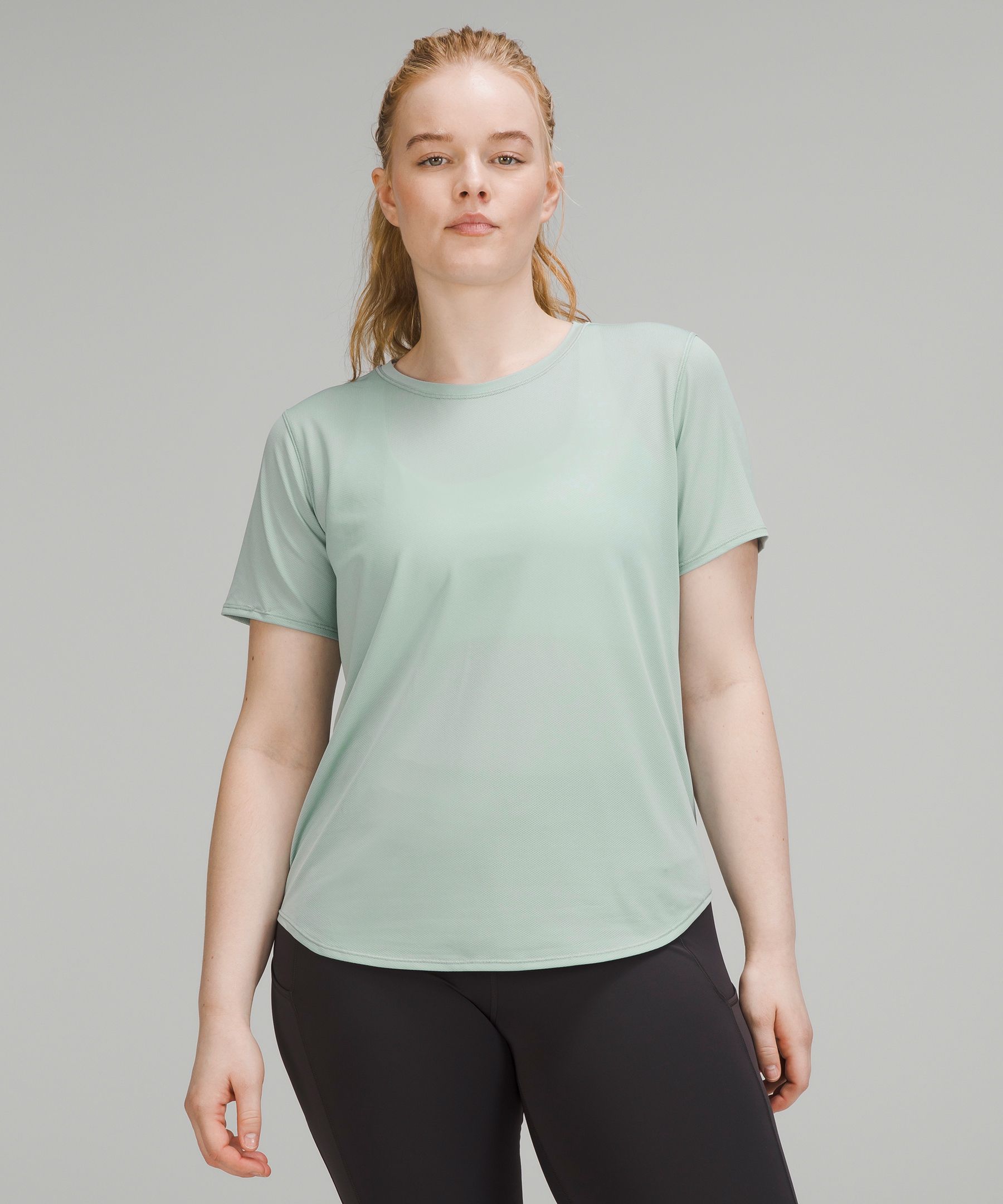 Lululemon High-neck Running And Training T-shirt In Silver Blue