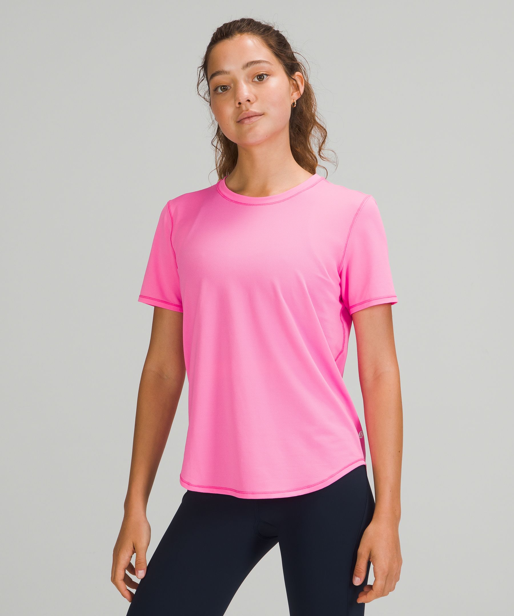 Lululemon High-neck Running And Training T-shirt In Pow Pink Light