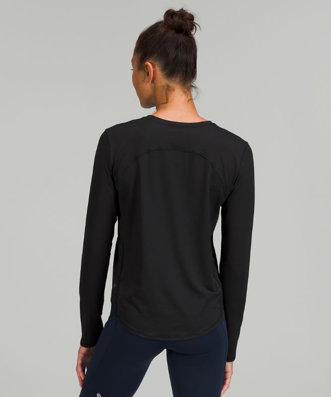 Camiseta de manga larga de cuello redondo para correr y entrenar