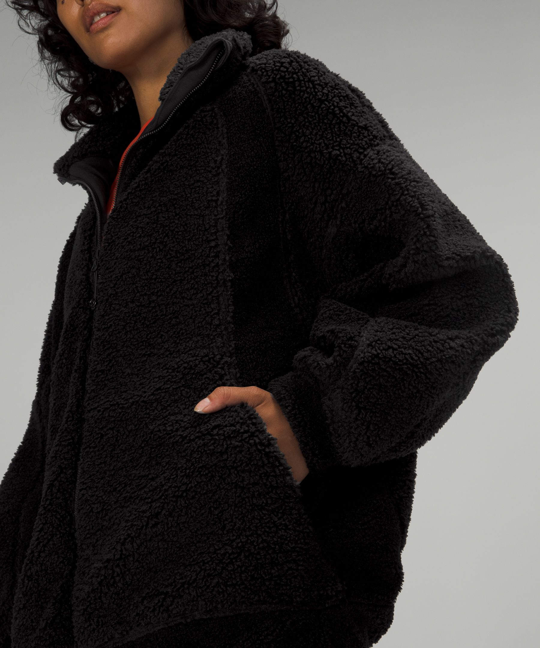 Long Textured Fleece Jacket