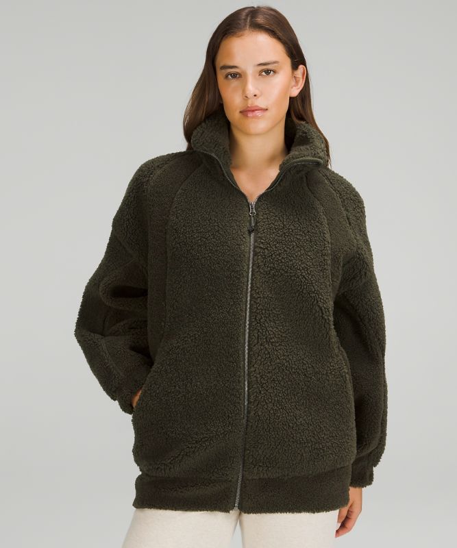 Long Textured Fleece Jacket