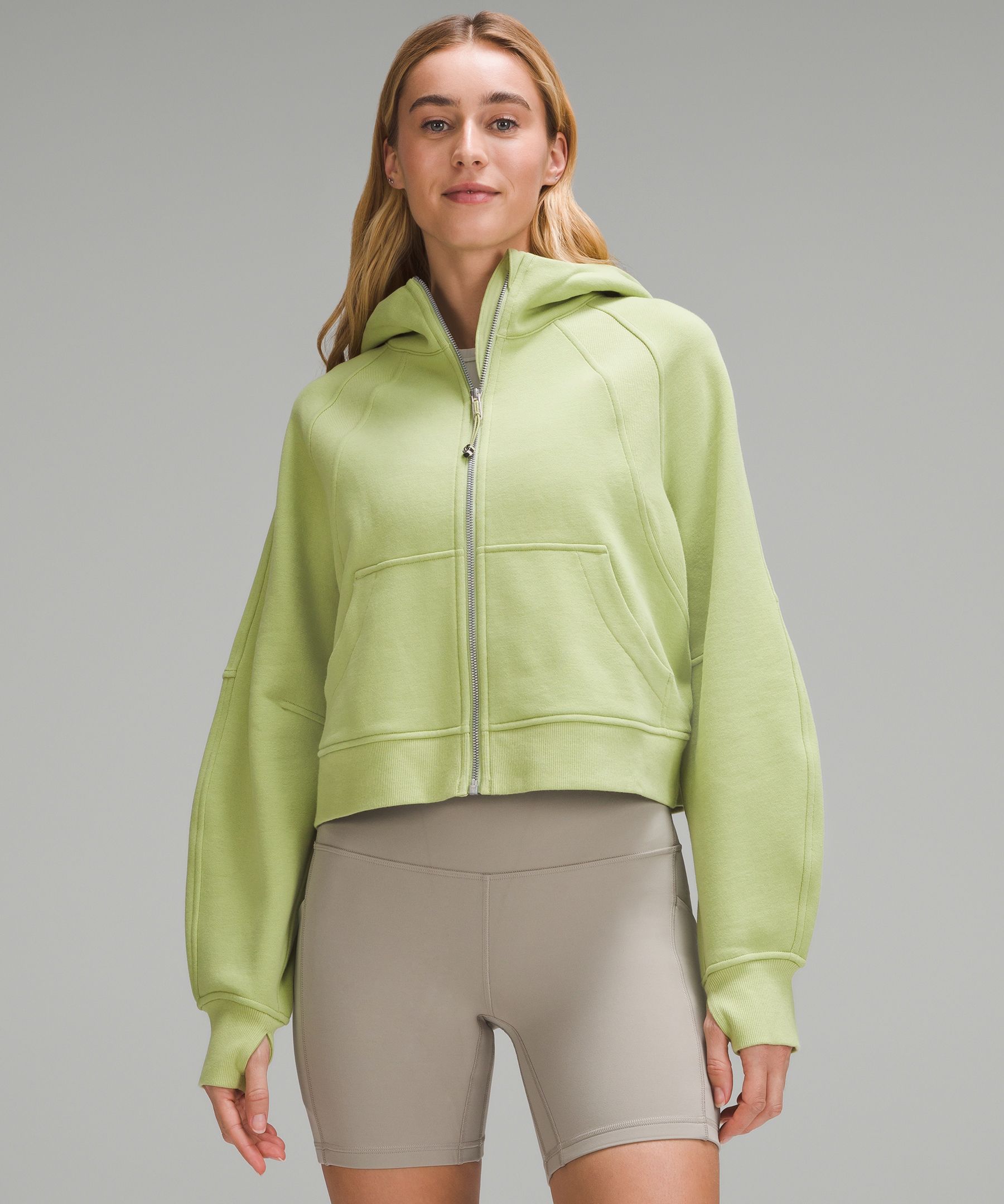 Women's LULULEMON Lime Green Scuba Hooded Full Zip Athletic Jacket Size 4