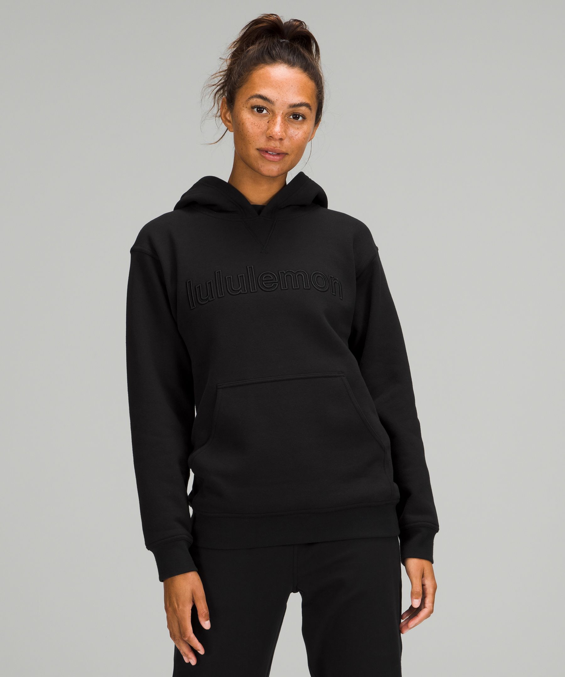 Lululemon Scuba Brand-embroidered Cotton-blend Hoody In Black