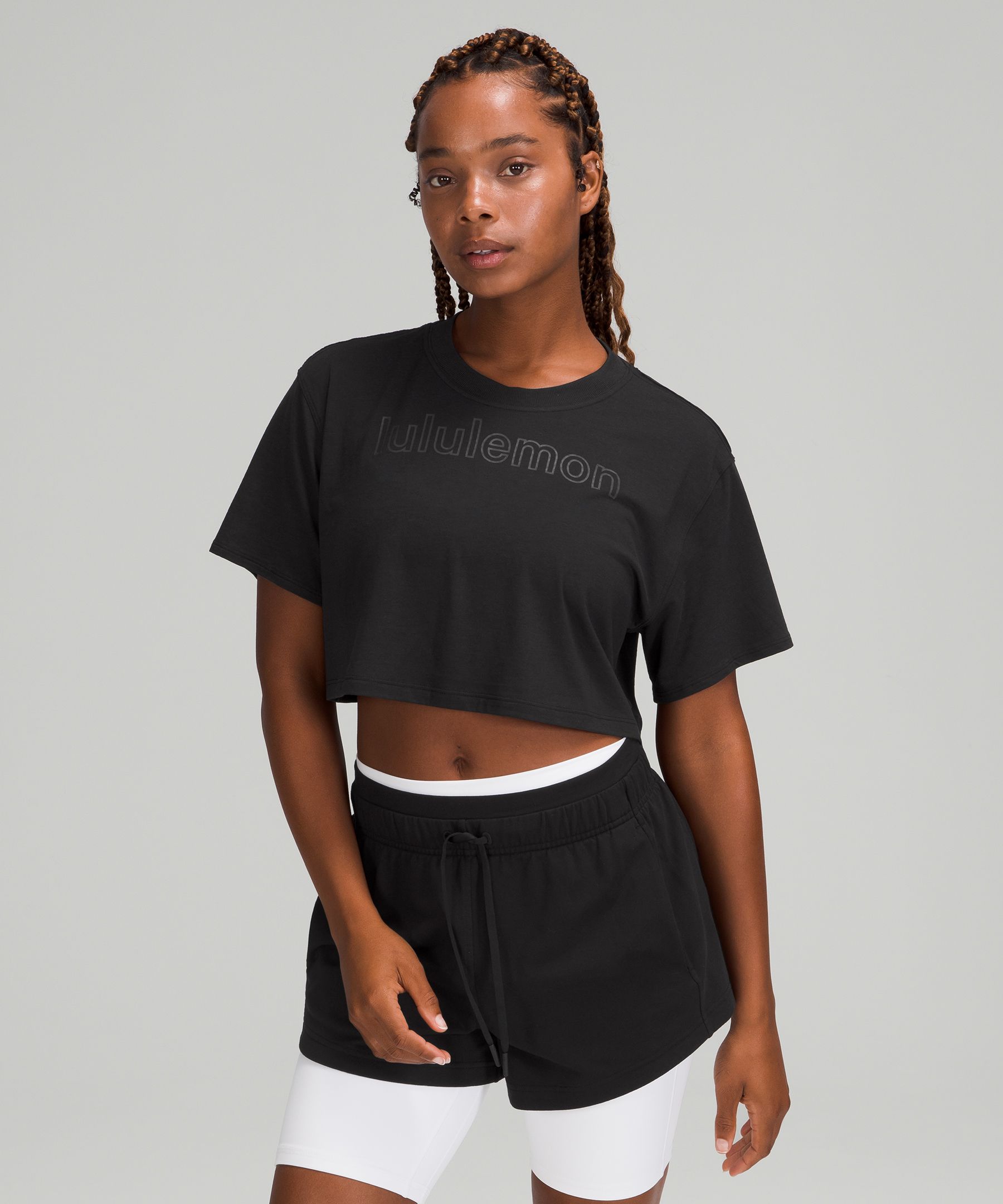 Lululemon All Yours Cropped Graphic T-shirt In Black | ModeSens