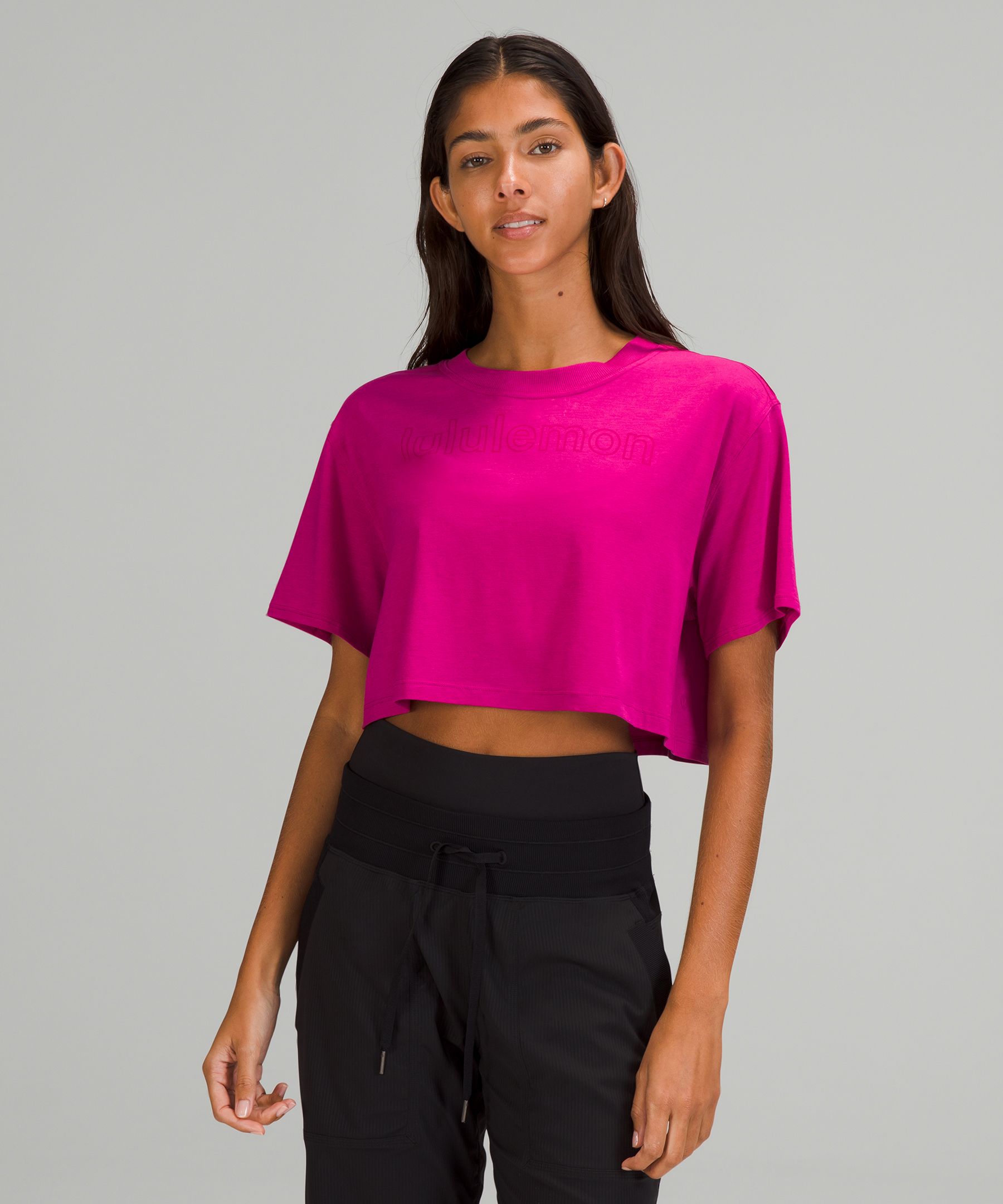 Lululemon All Yours Cropped T-Shirt *Graphic - Black - lulu fanatics