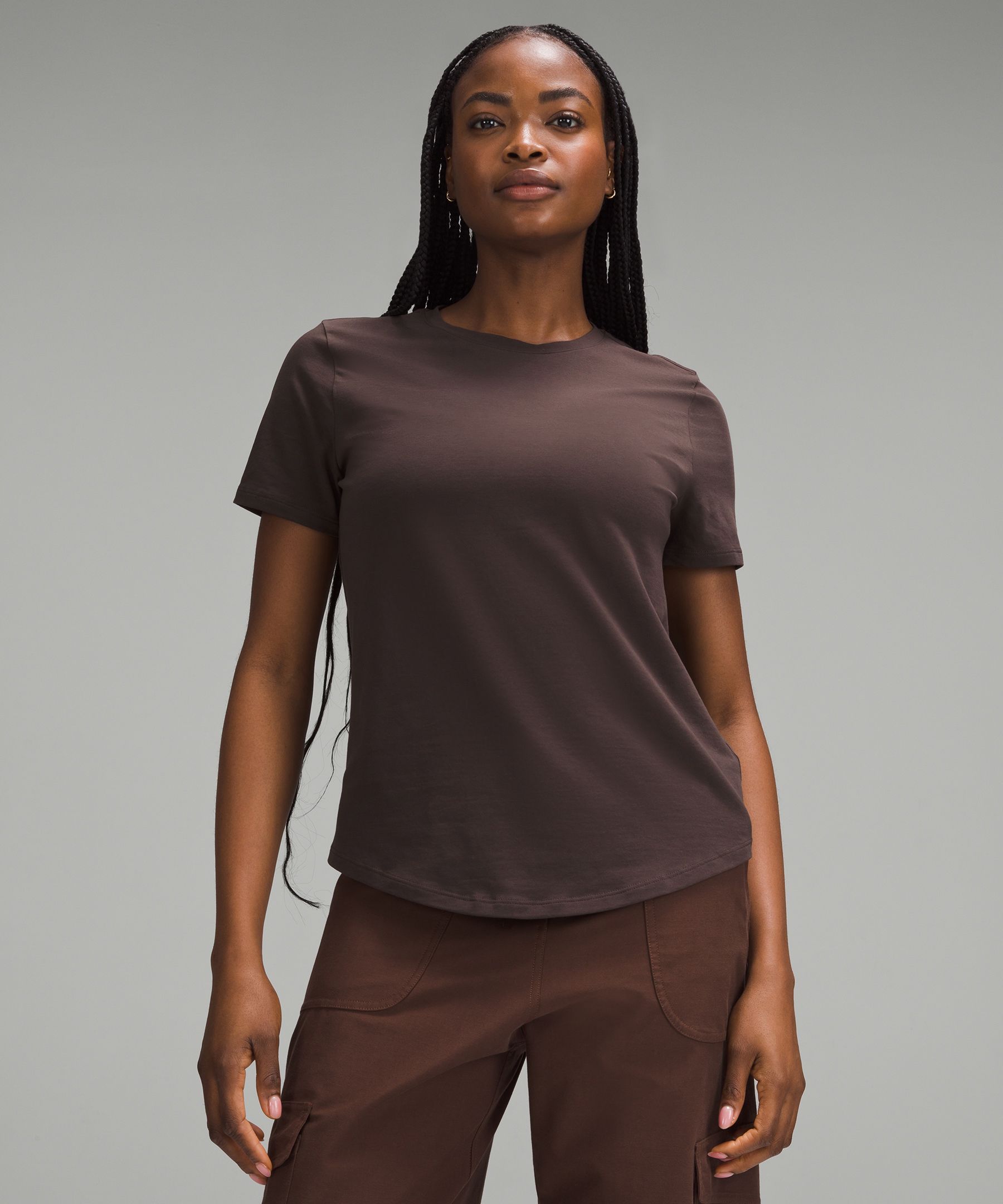 Love Curved-Hem Crewneck T-Shirt, Women's Short Sleeve Shirts & Tee's