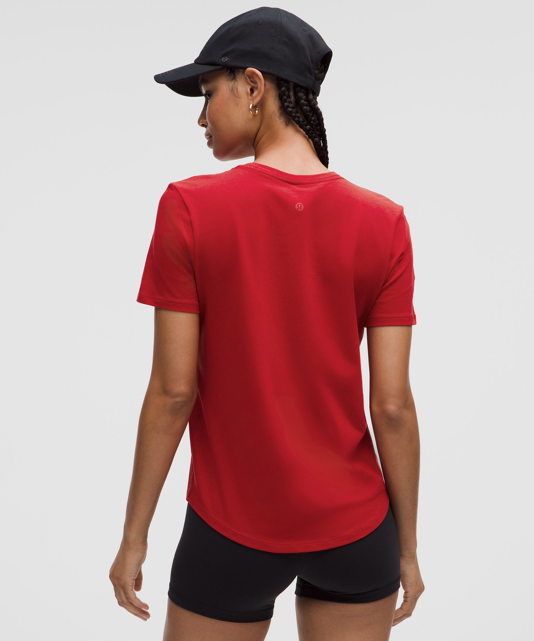 Love Curved-Hem Crewneck T-Shirt | Women's Short Sleeve Shirts & Tee's