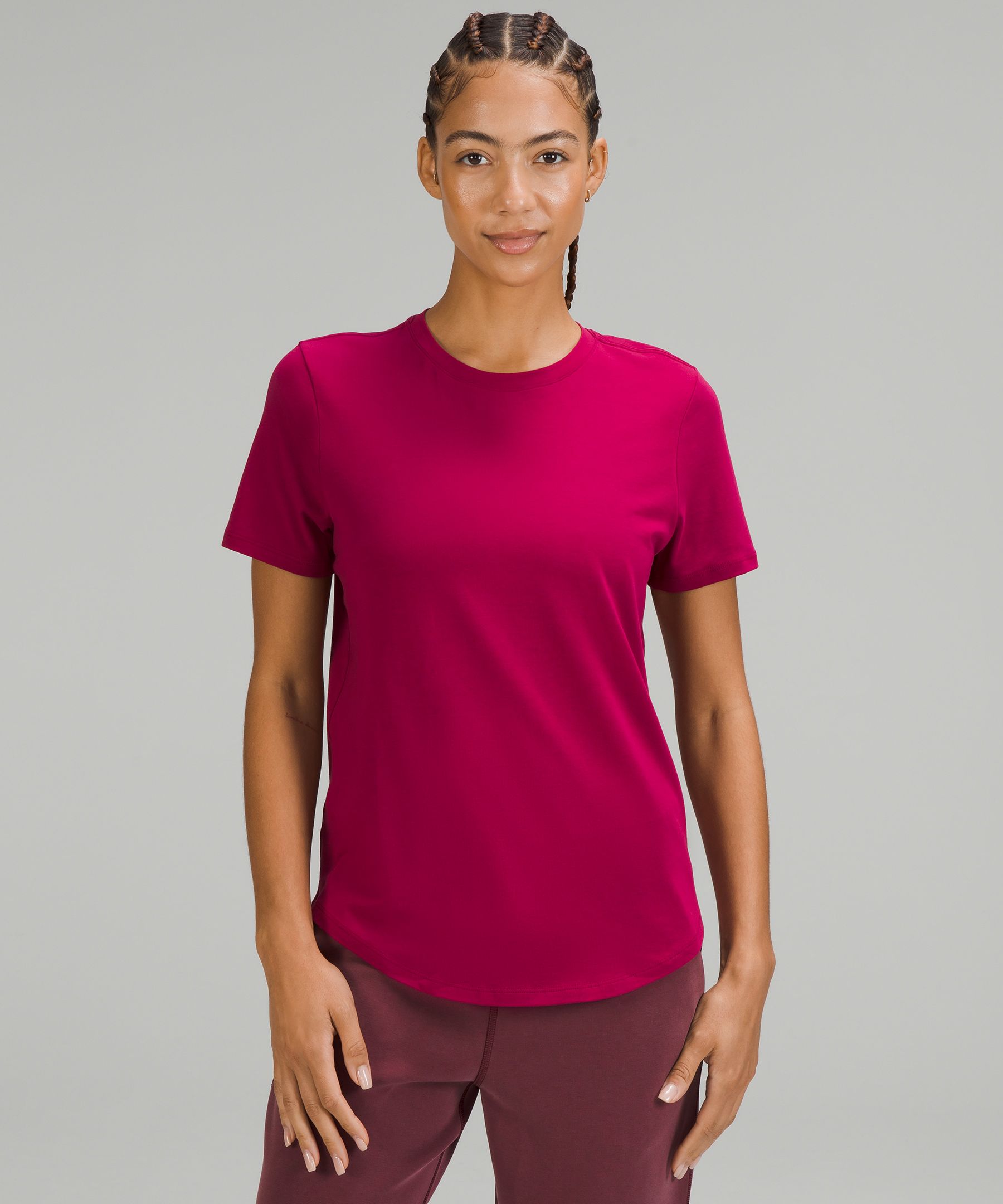 Women's Soft Supima Cotton Short Sleeve Everyday Comfy Crew Tee | Bright  Light Pink