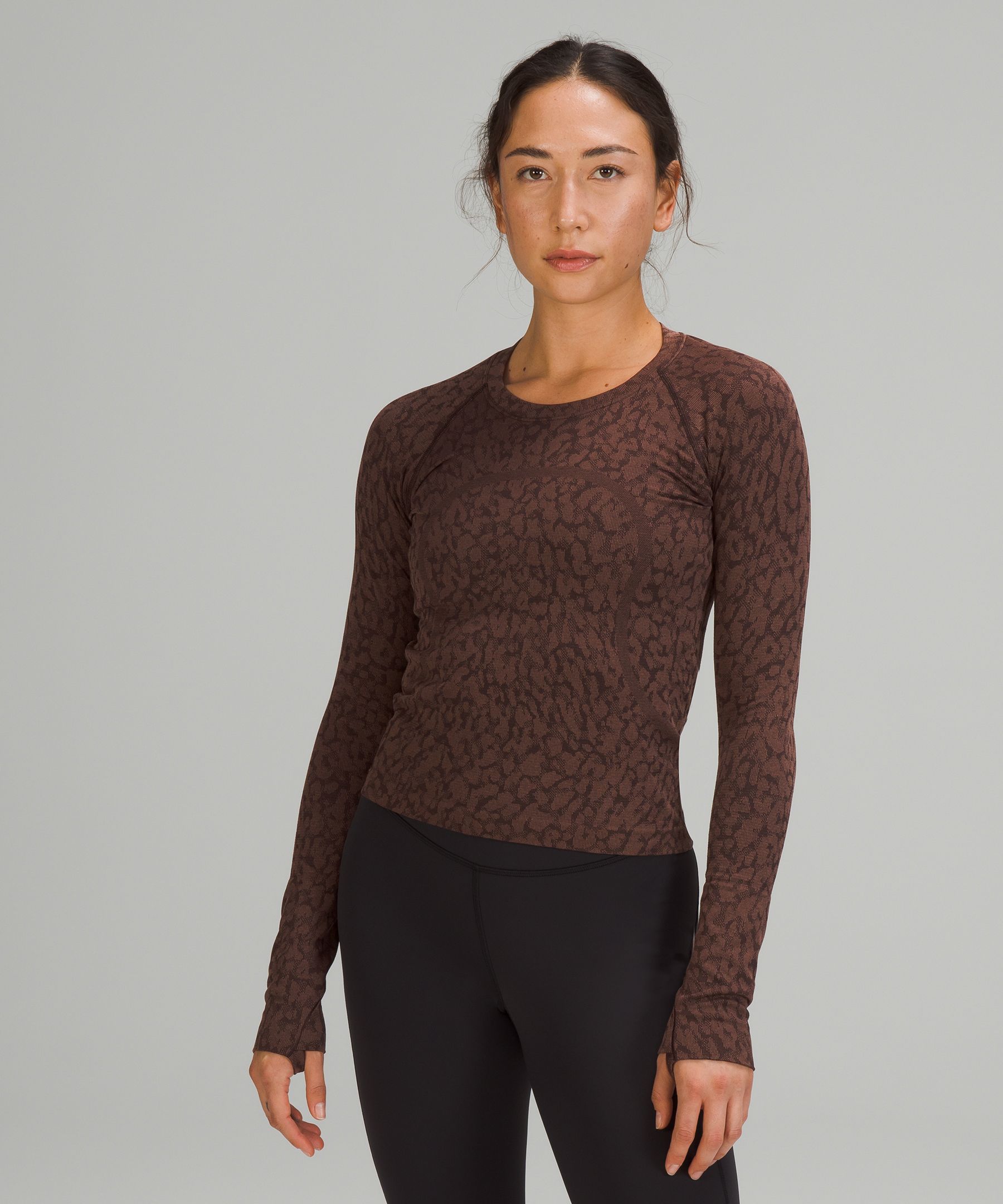 Lululemon Swiftly Tech Long Sleeve Shirt 2.0 *Race Length - Distorted Noise  Black / Deep Artifact - lulu fanatics