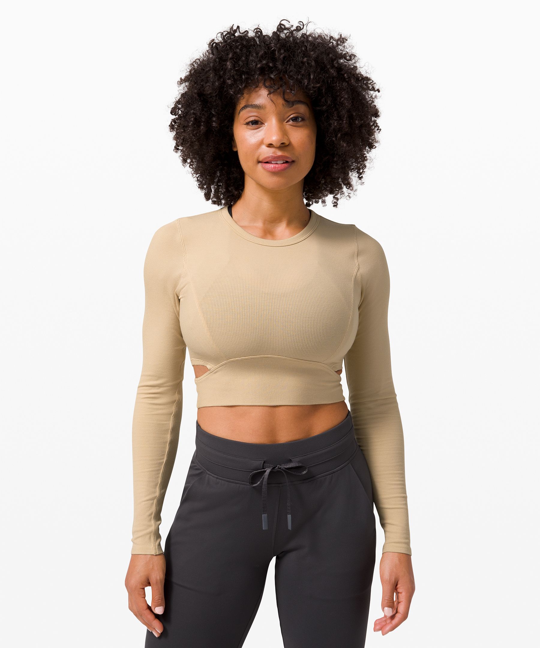 LA cropped long sleeve shrug in black granite+ white opal in size