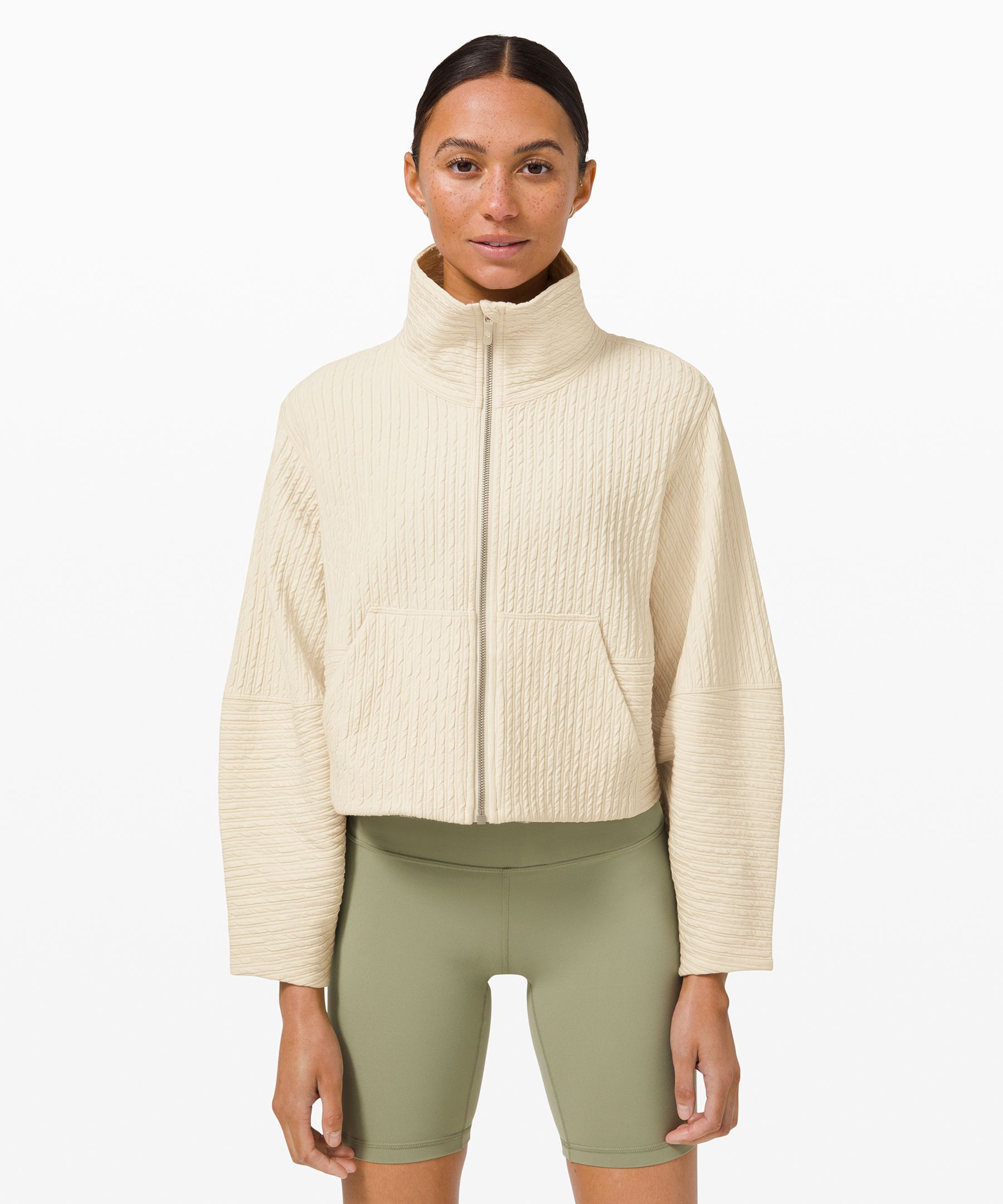 Lululemon Textured Cropped Jacket White Opal