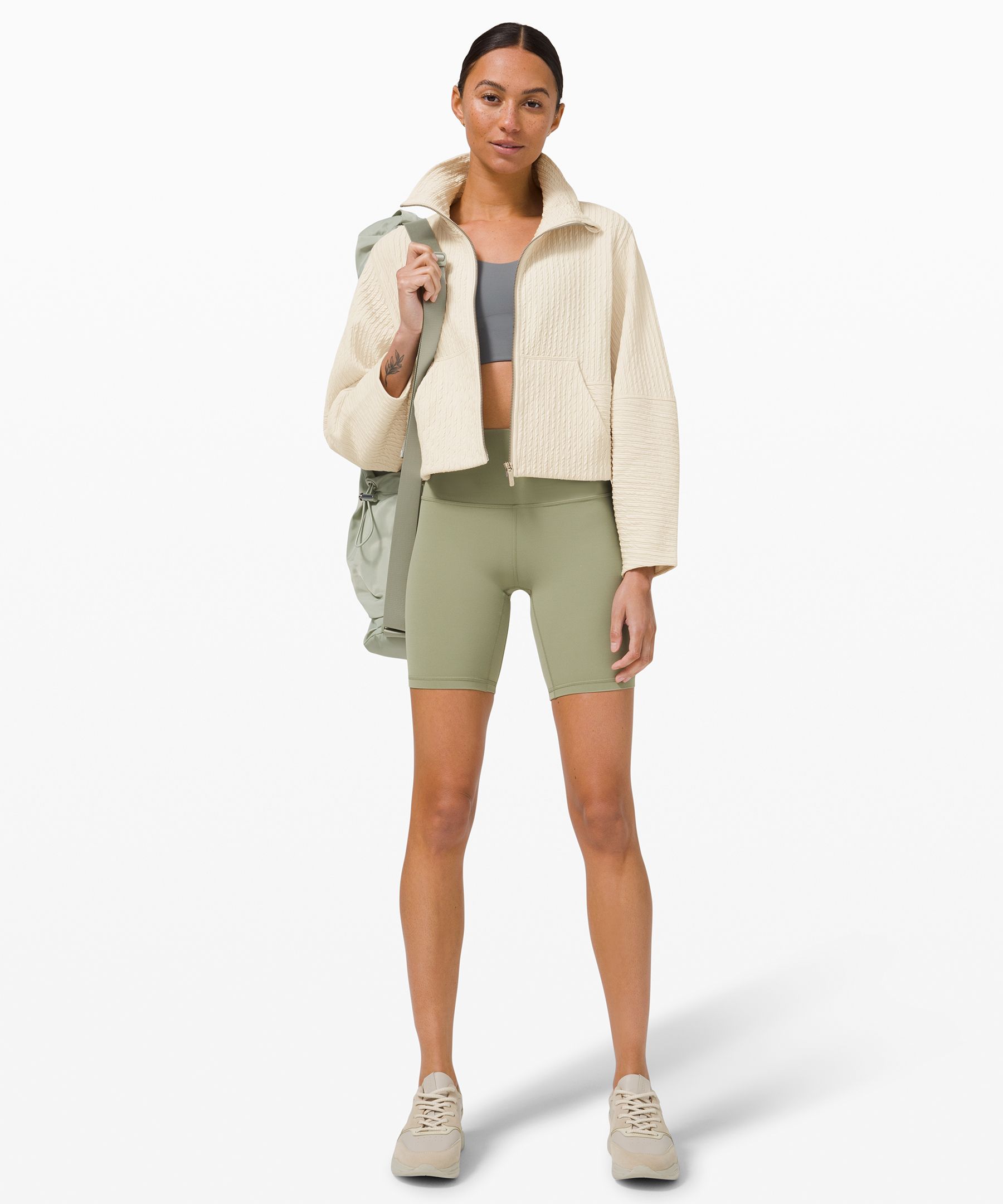 Lululemon Textured Cropped Jacket White Opal