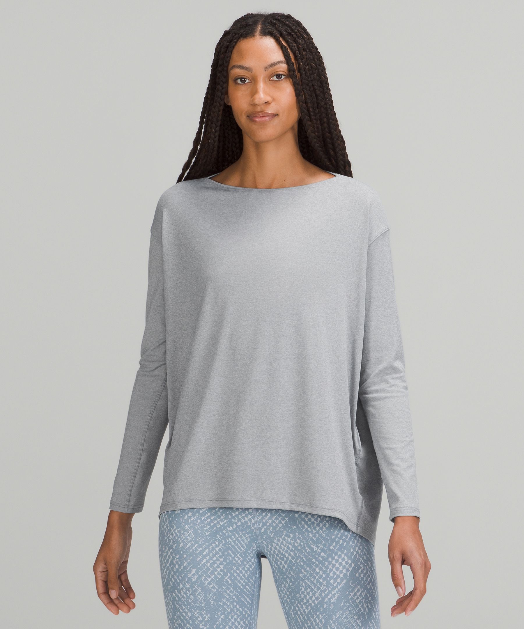 Lululemon Back in Action Long Sleeve Shirt *Nulu - Heathered Gull Grey -  lulu fanatics