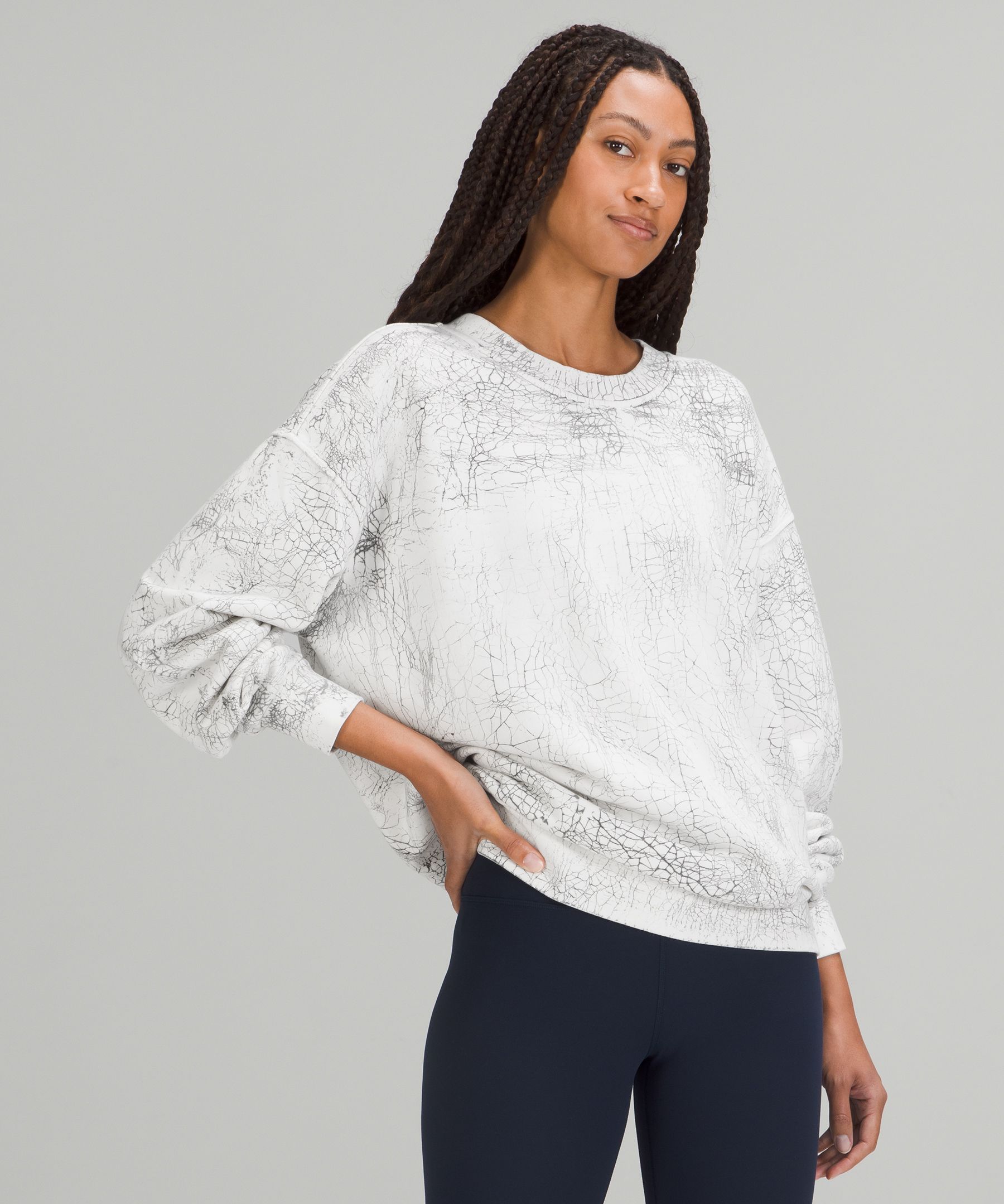 Lululemon Perfectly Oversized Crew - Heathered Core Light Grey - lulu  fanatics