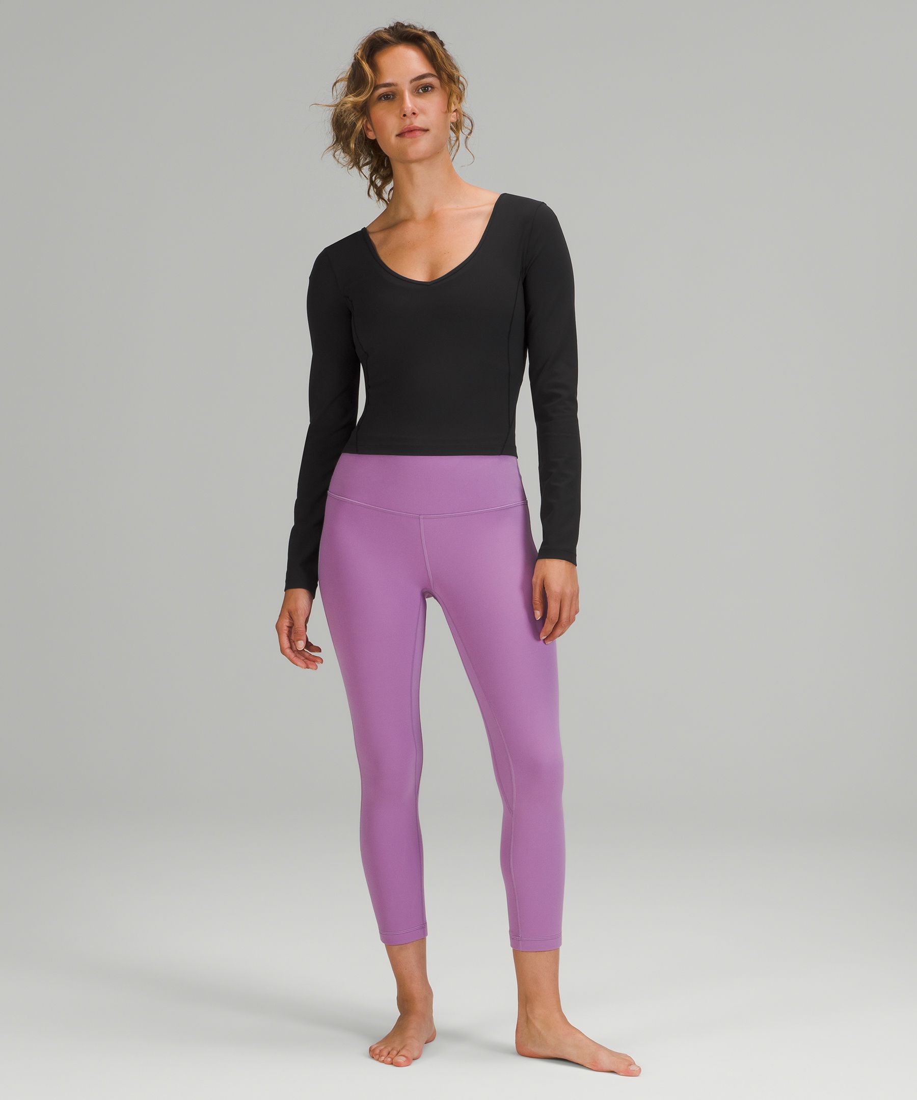 Lululemon Women’s Align Long Sleeve Cropped Shirt Size 8 PSAV pink savannah