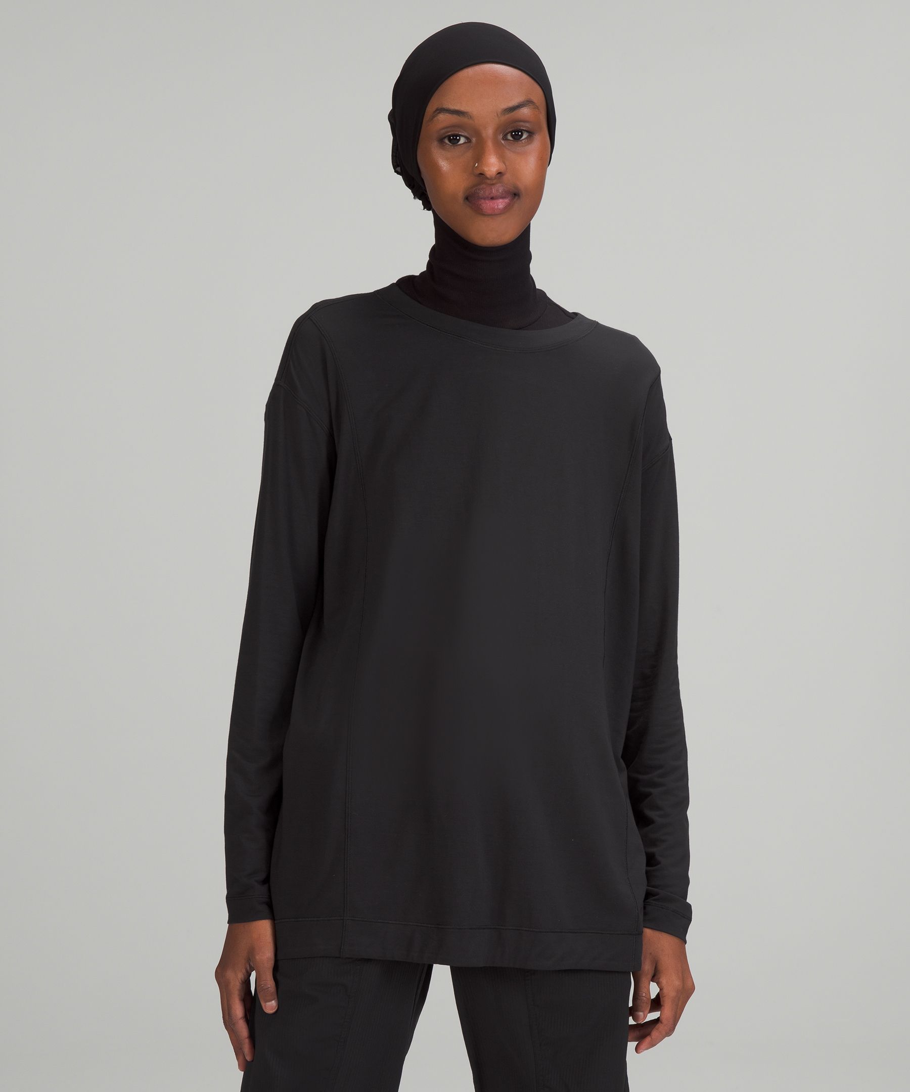 Lululemon Modal Pleated Back Long Sleeve Shirt In Black