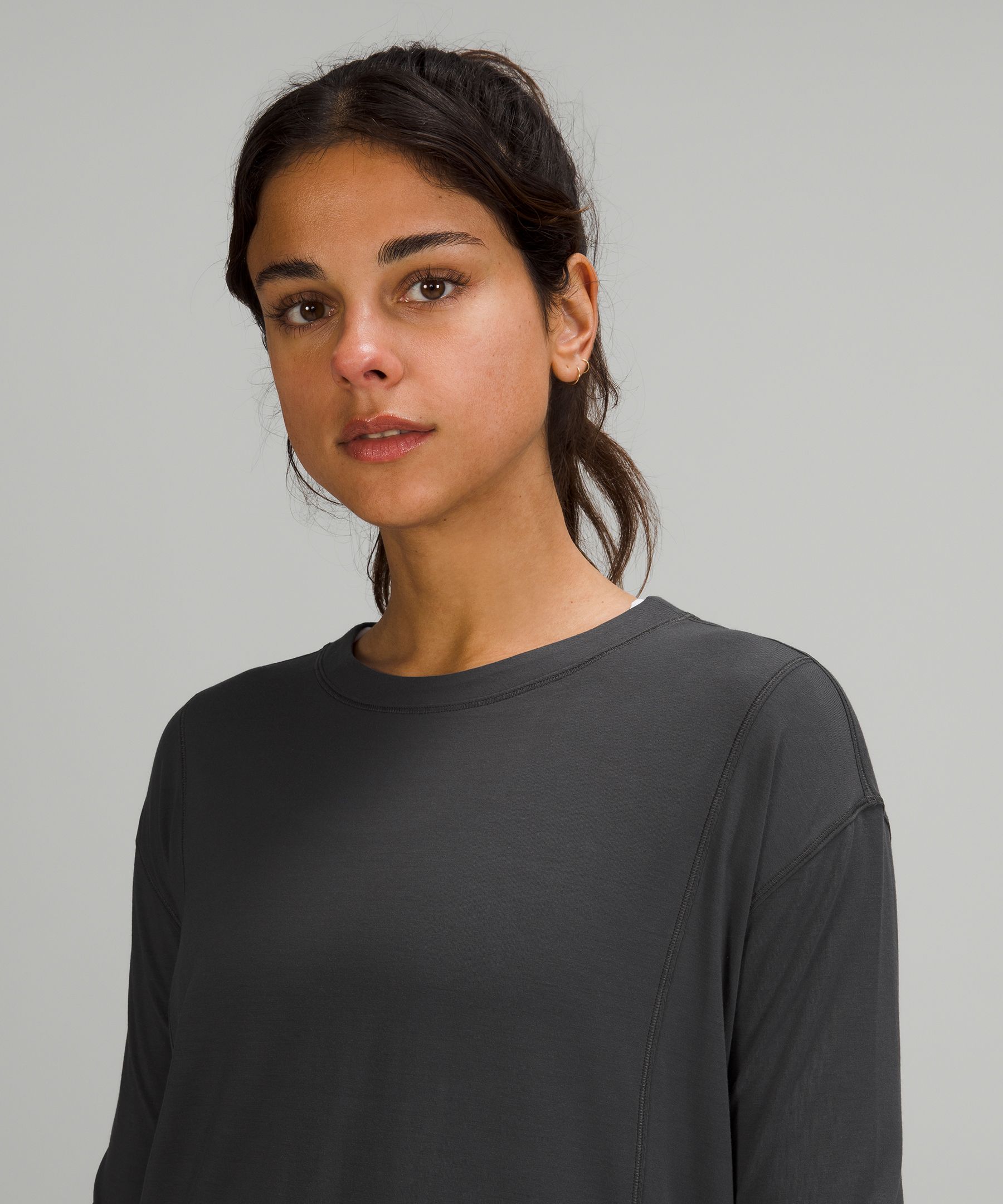 Lululemon Modal Pleated Back Long Sleeve Shirt - White Opal - lulu fanatics