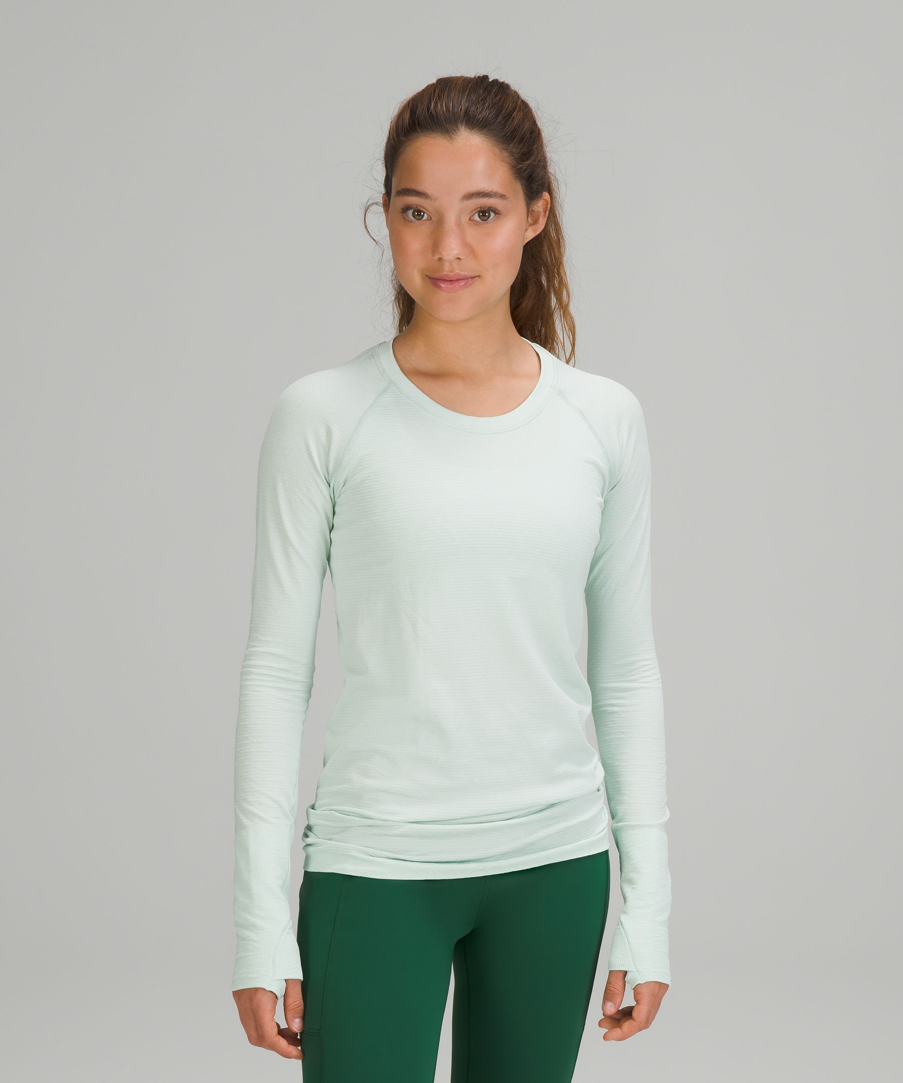 Lululemon Swiftly Tech Long Sleeve Shirt 2.0 In Distorted Static Delicate Mint/white