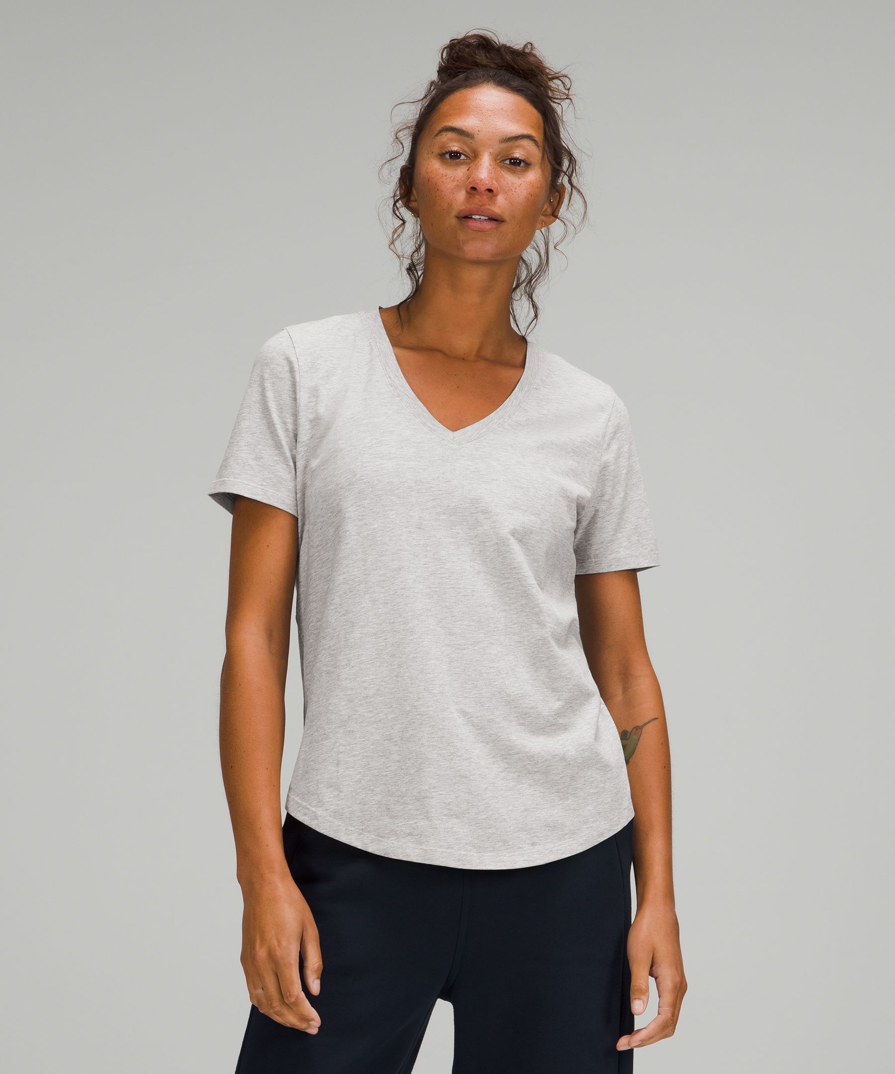 Lululemon Love V-neck T-shirt In Heathered Core Light Grey