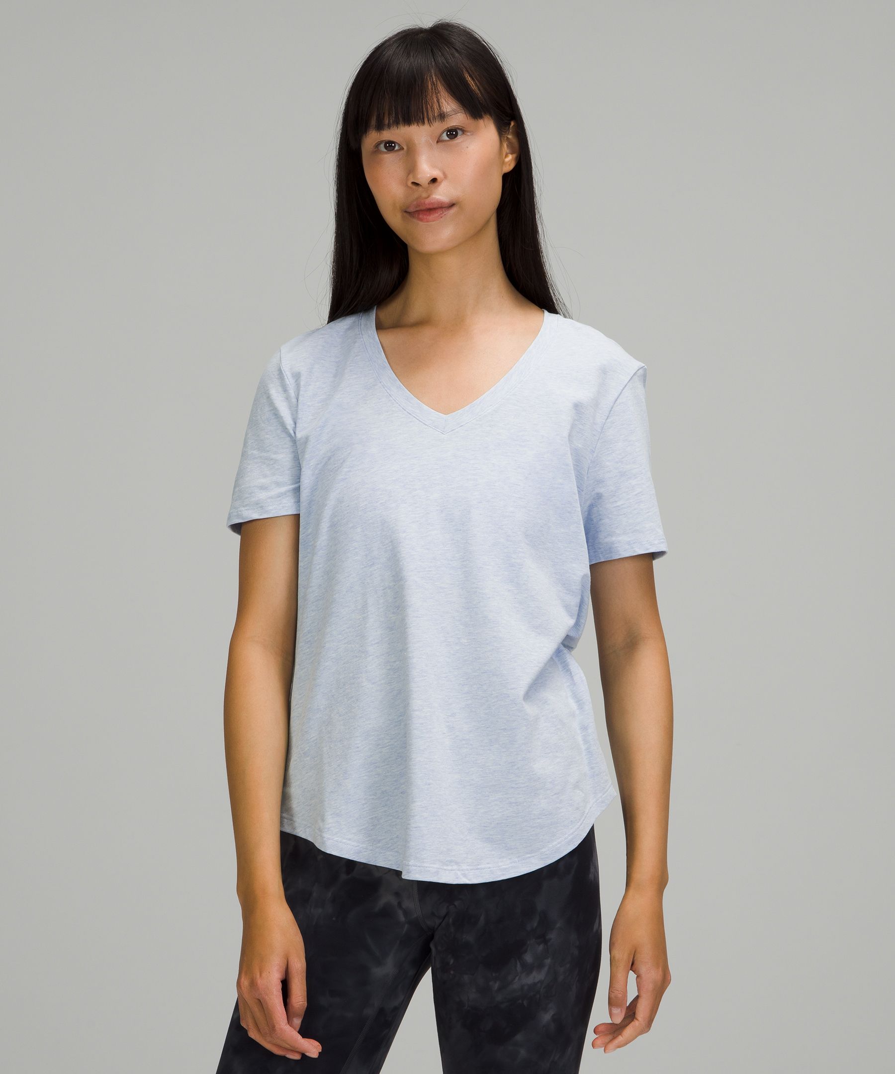 Lululemon Love Tee Short Sleeve V-neck T-shirt *curved Hem In Blue