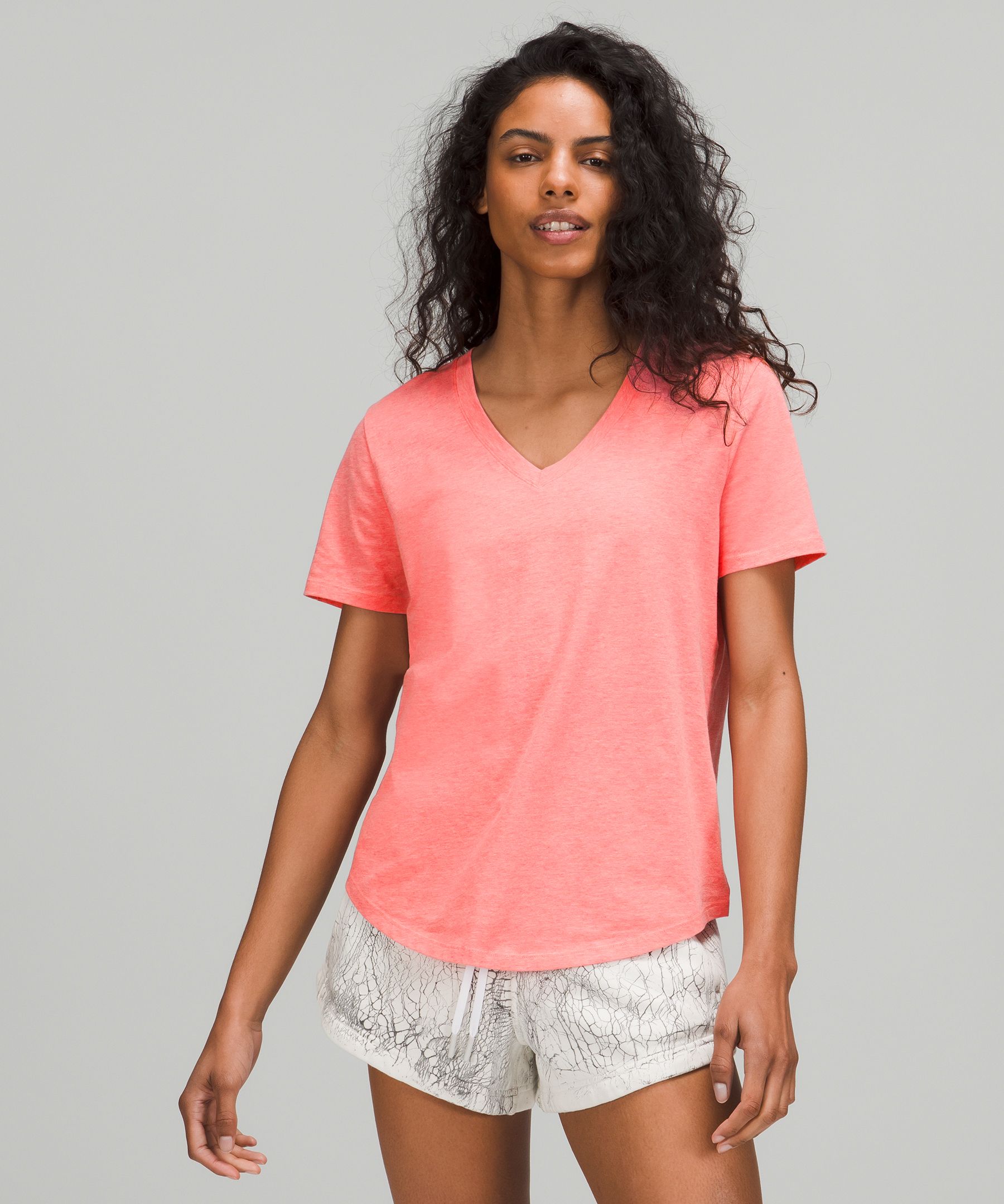 Lululemon Love V-neck T-shirt In Heathered Raspberry Cream