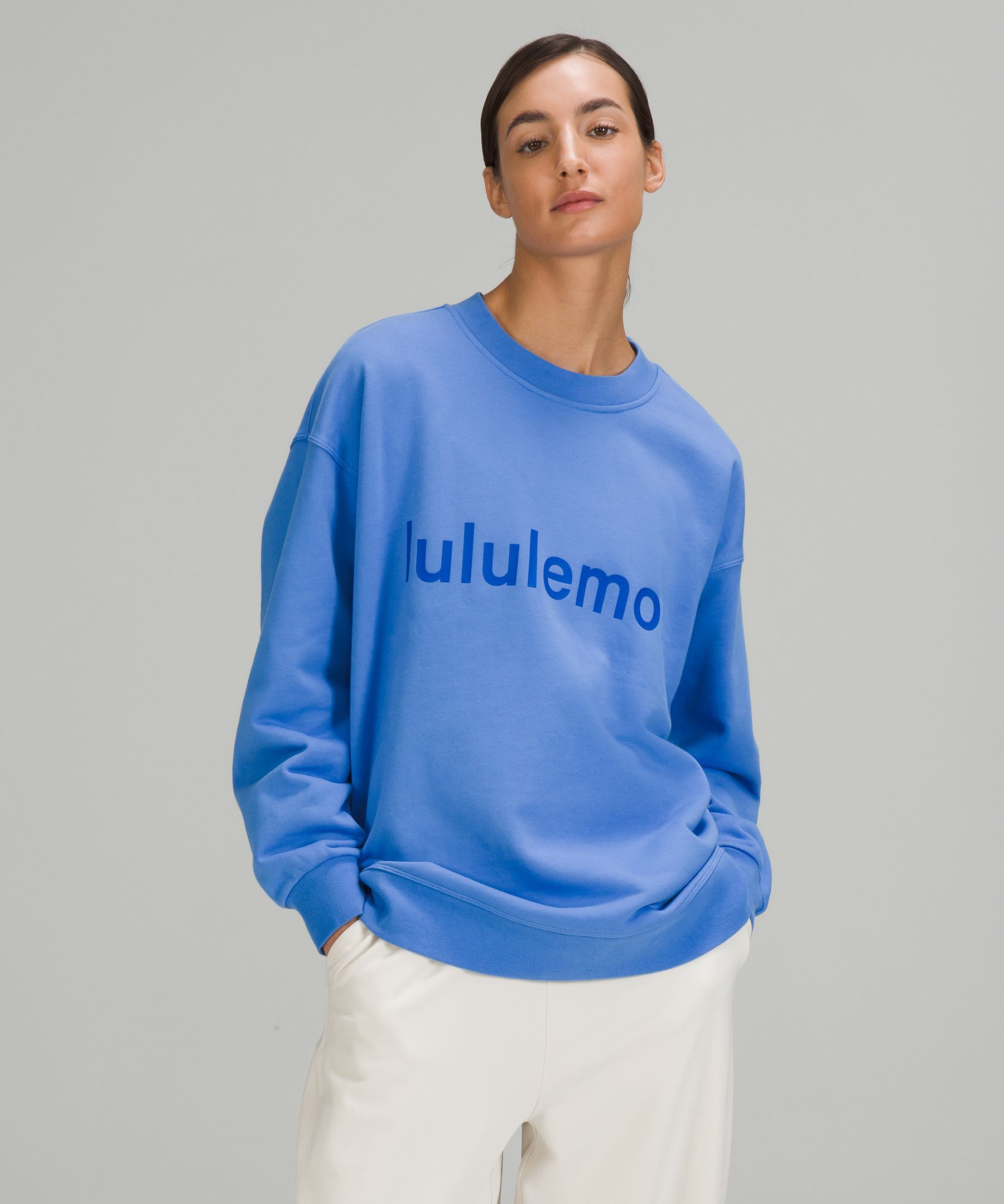 Lululemon Perfectly Oversized Crew Graphic In Blue