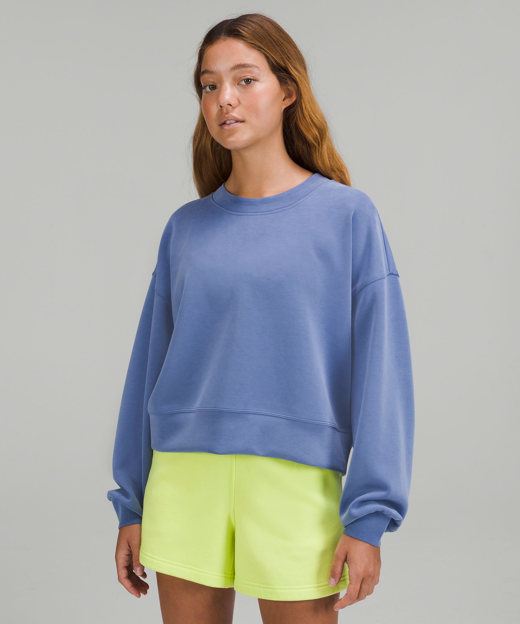Lululemon Perfectly Oversized Cropped Crew Softstreme In Water Drop