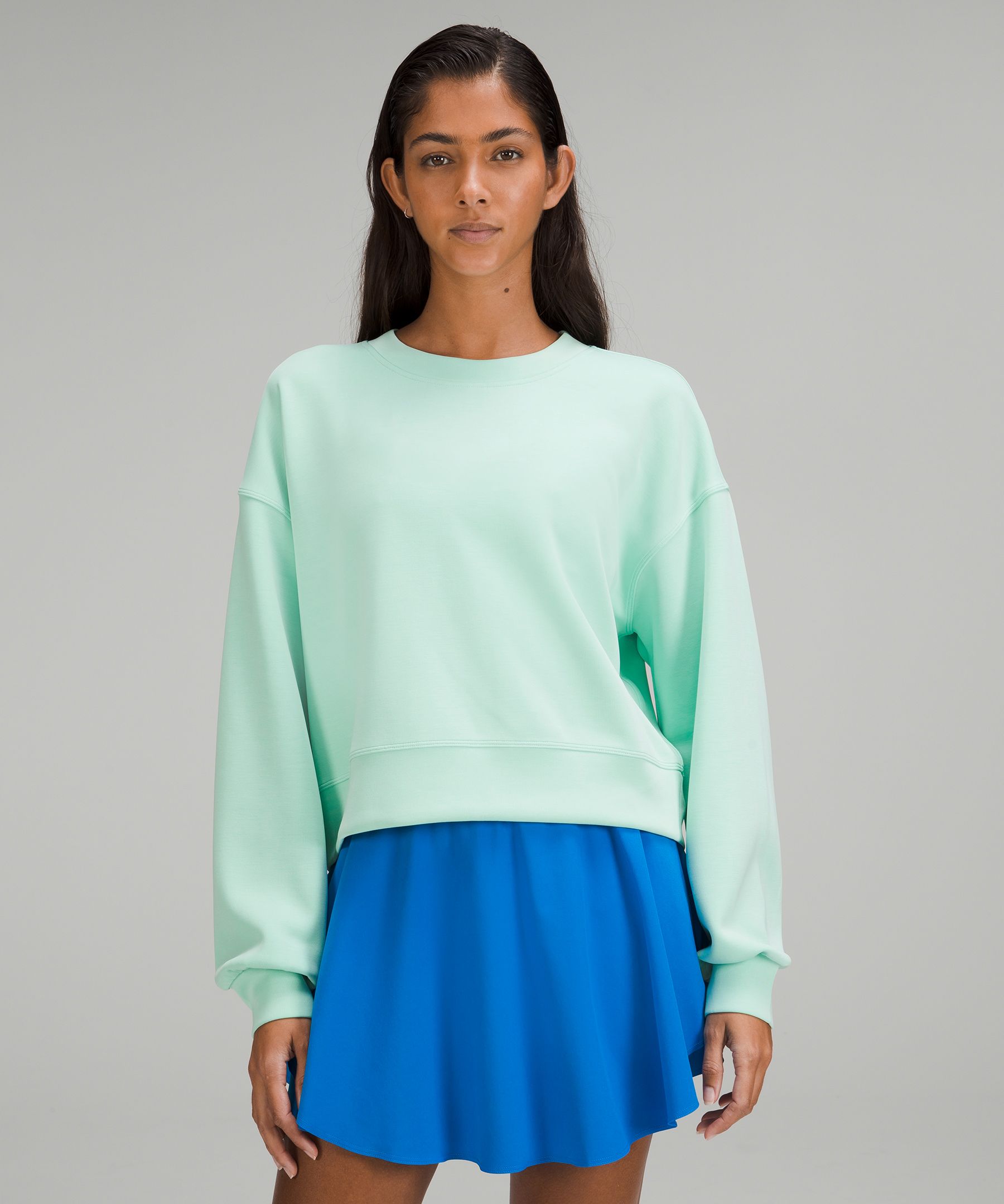 Lululemon Perfectly Oversized Cropped Crew Softstreme In Wild Mint