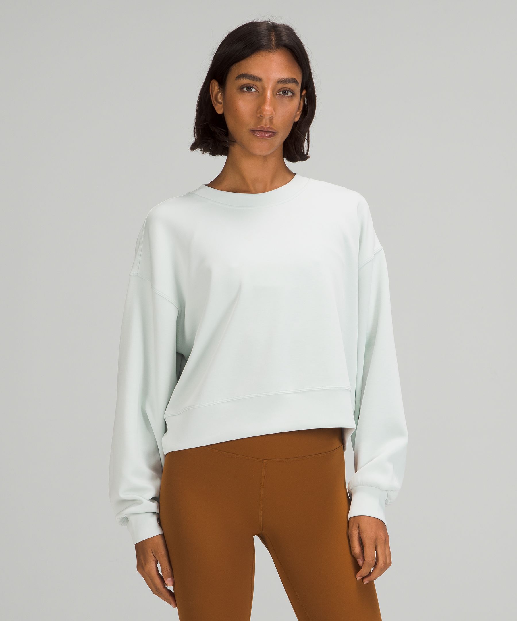 lululemon athletica, Tops, Softstreme Perfectly Oversized Cropped Crew In Sheer  Blue