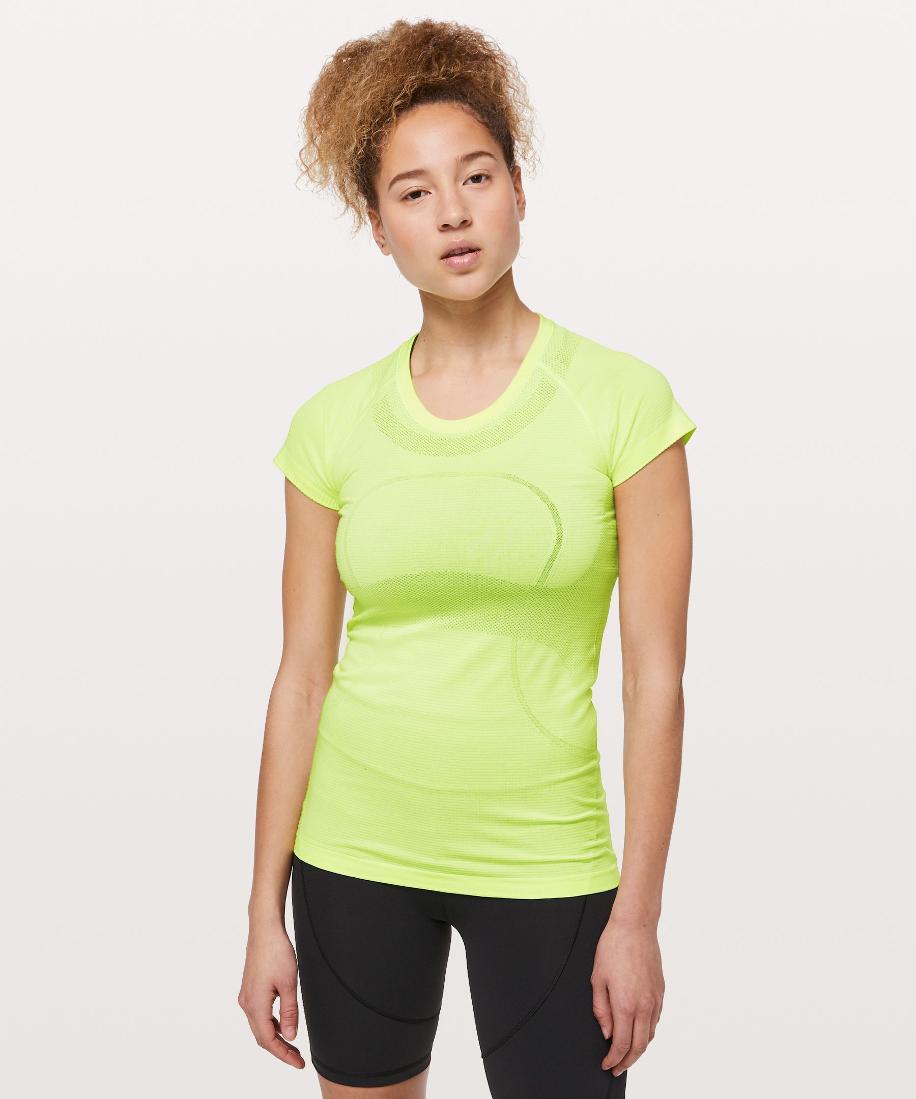 Lululemon Swiftly Tech Short Sleeve Crew In Florid Flash/white