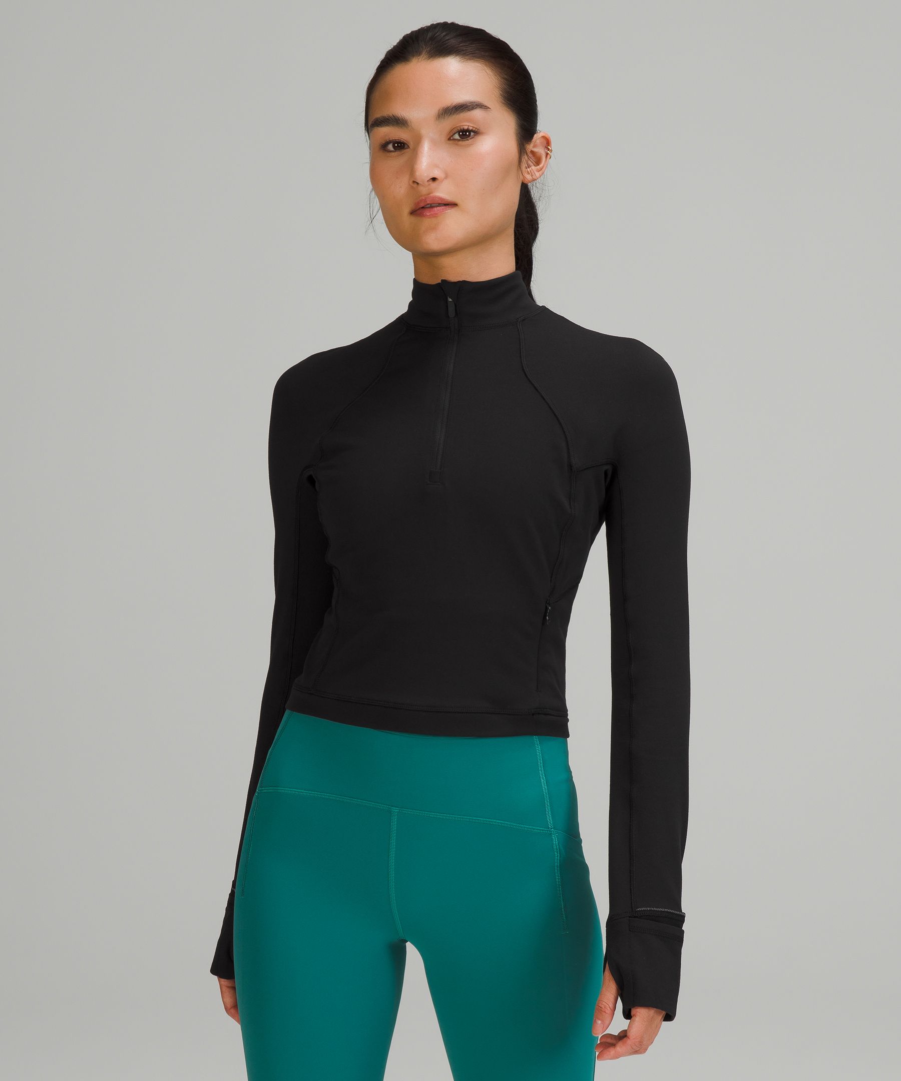 It's Rulu Cropped Half Zip, Long Sleeve Tops