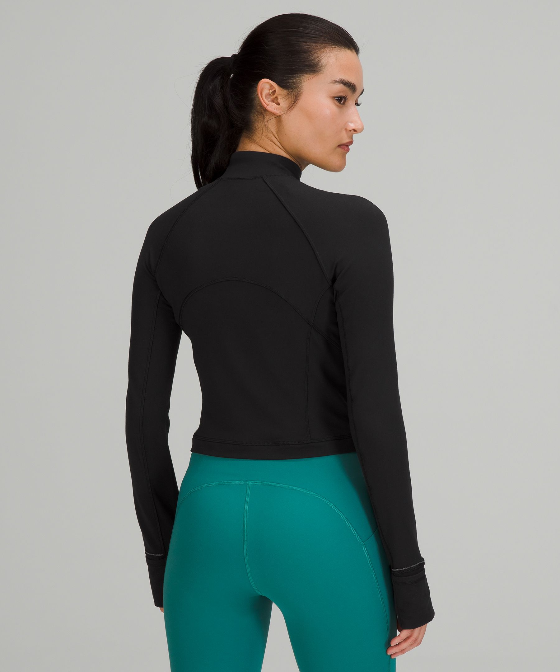 Shop Lululemon It's Rulu Cropped Half Zip In Black