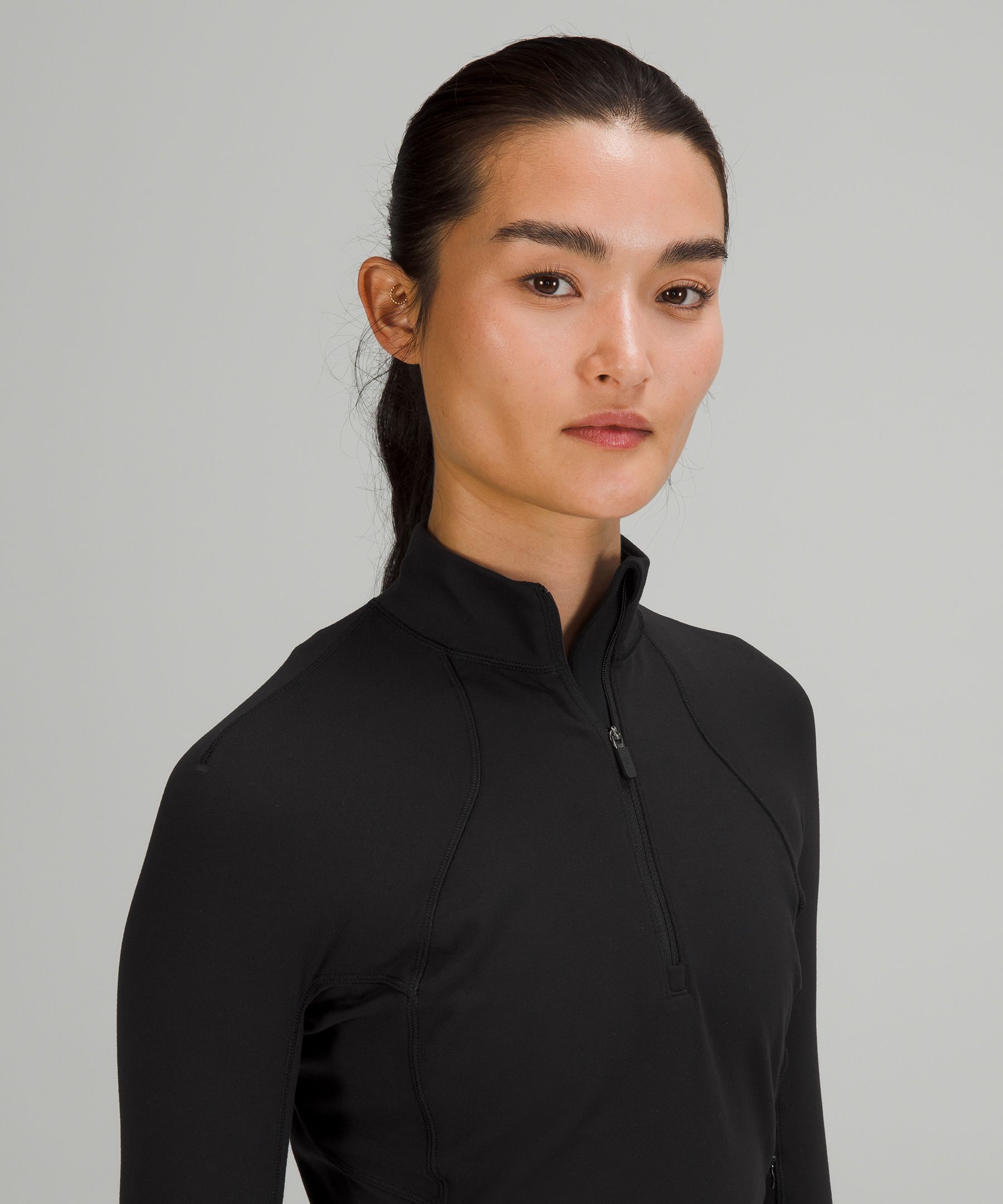 Shop Lululemon It's Rulu Cropped Half Zip In Black