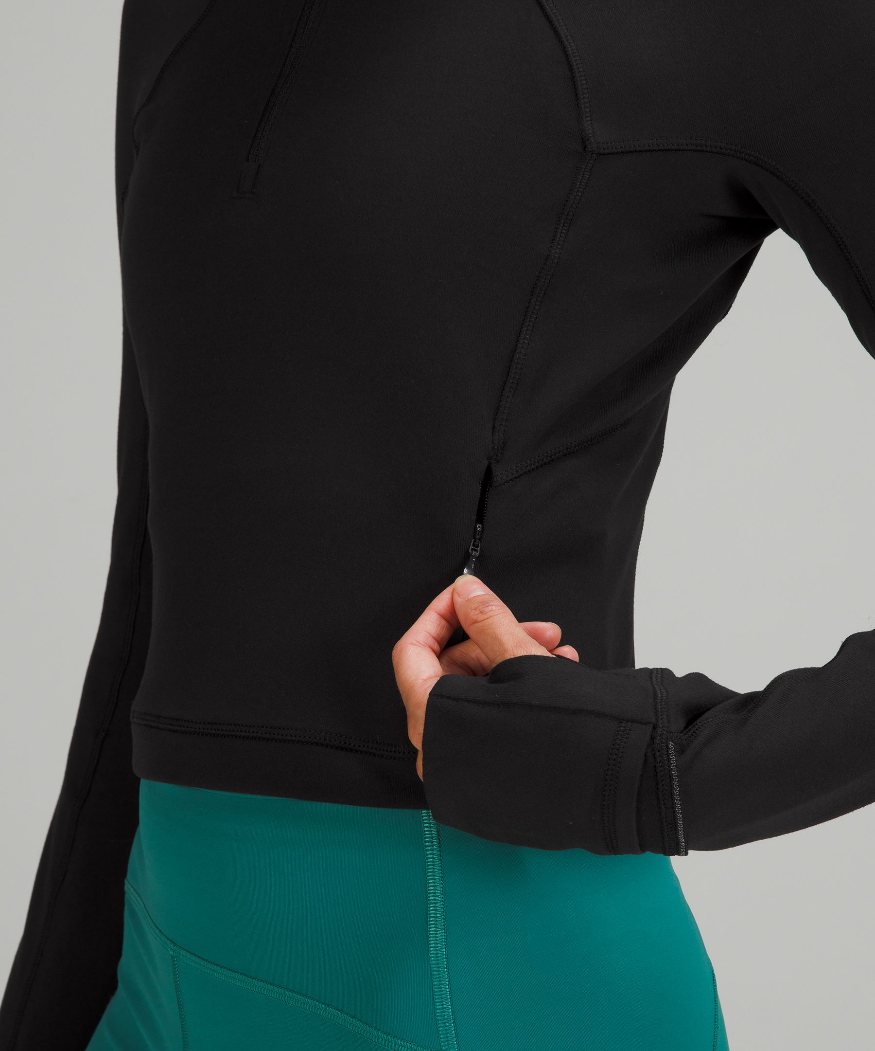 Shop Lululemon It's Rulu Cropped Half Zip In Black