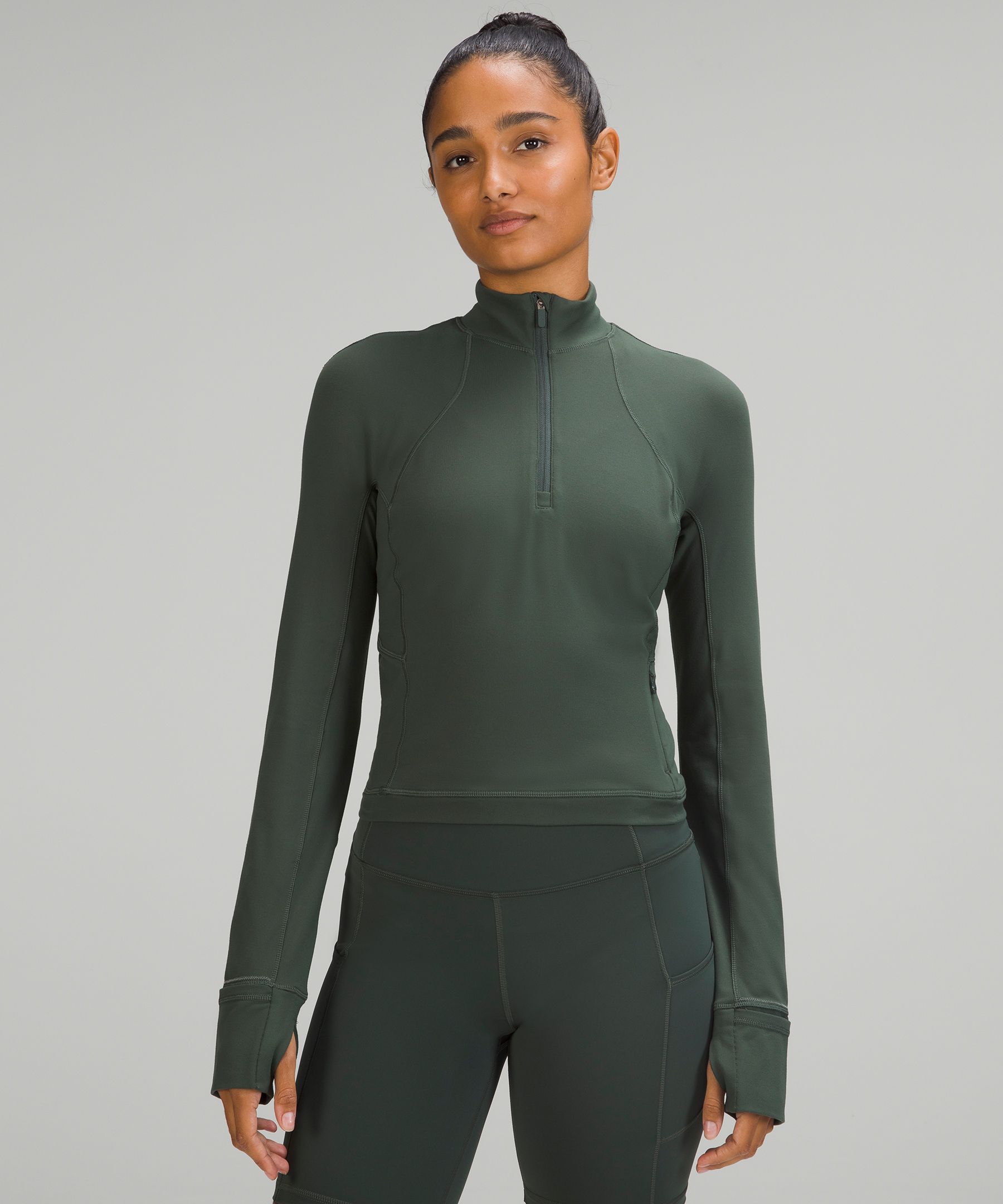 Green It's Rulu Run quarter-zip technical-jersey top