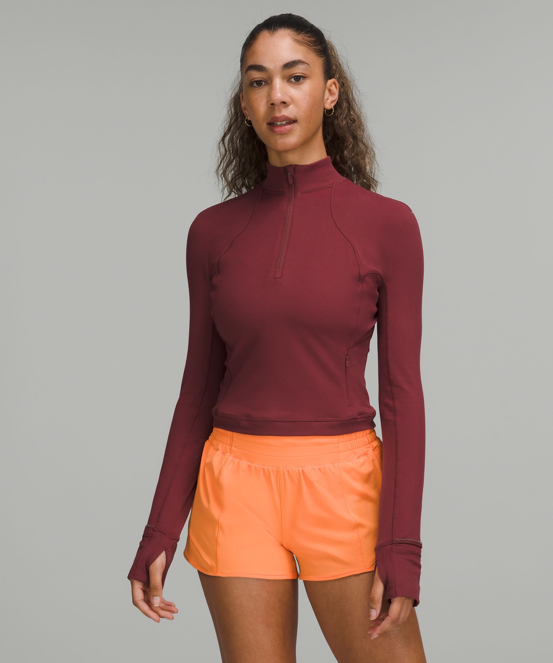 lululemon quarter zip crop top 4 maroon