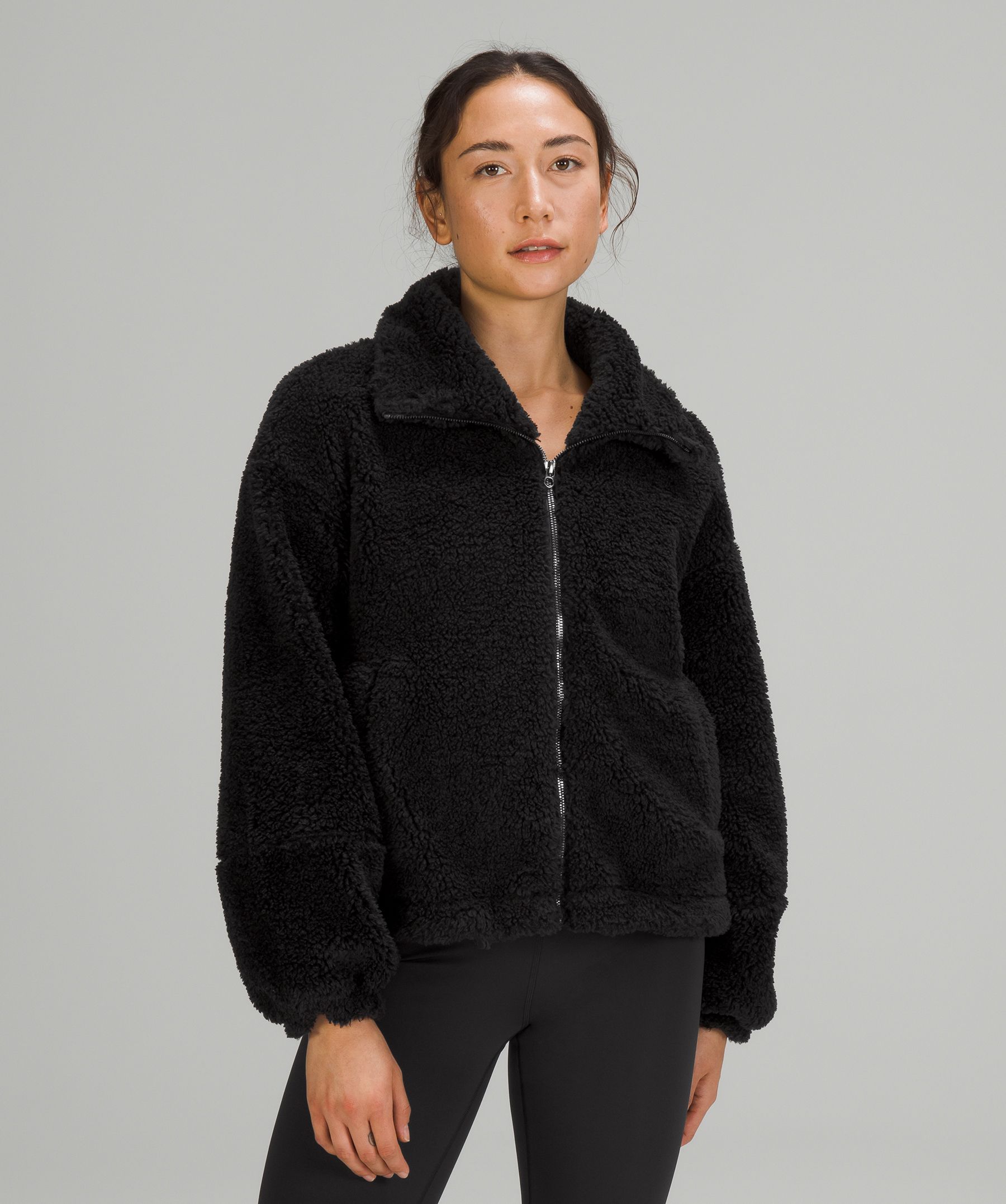 Black fleece zip up jacket hotsell