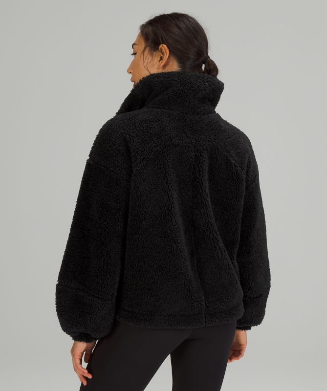 Fleece-Sweater mit Kordelzug und Reißverschluss