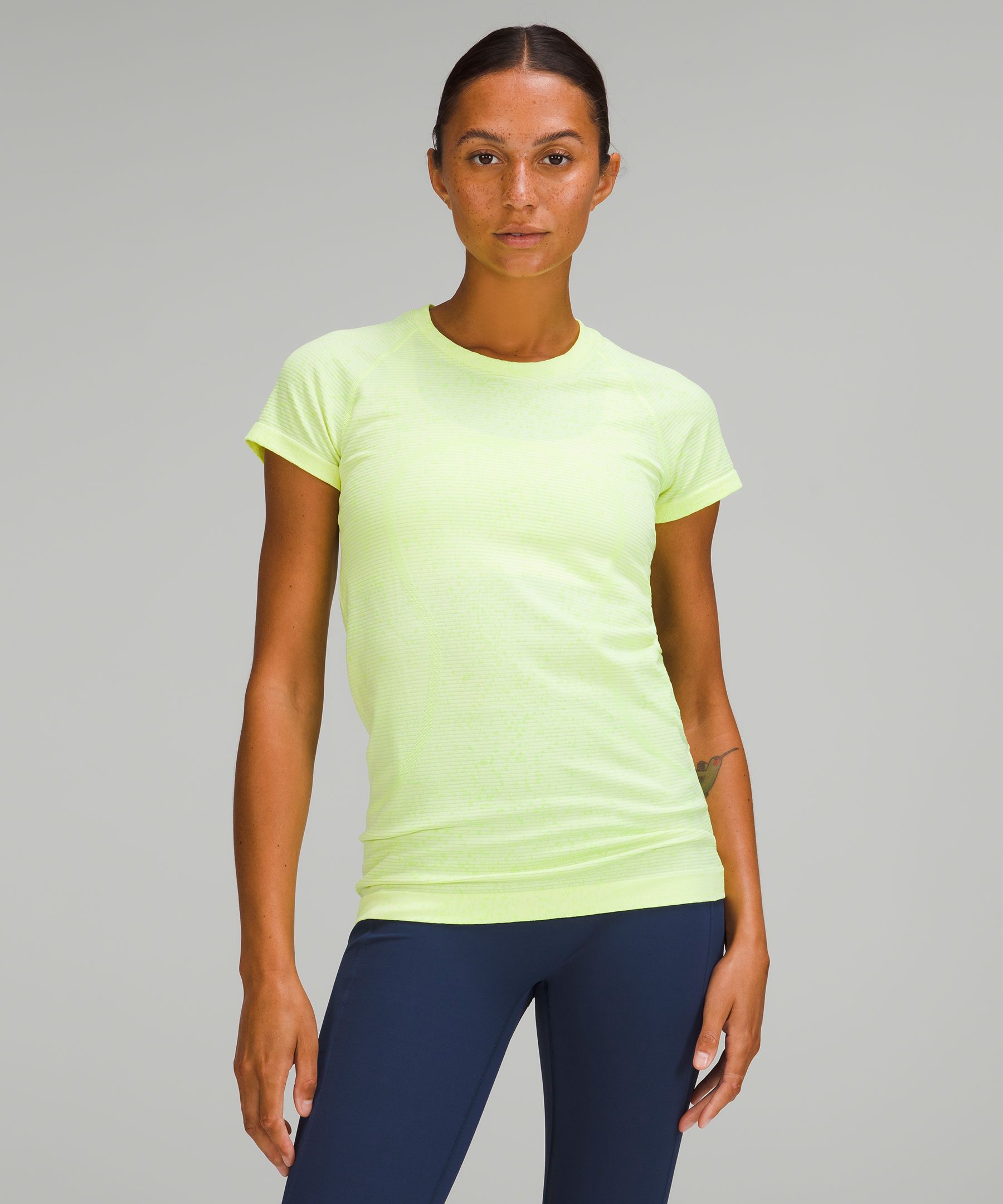 Lululemon Swiftly Tech Short Sleeve Shirt 2.0 In Distorted Noise Neon Lemon Sorbet/highlight Yellow