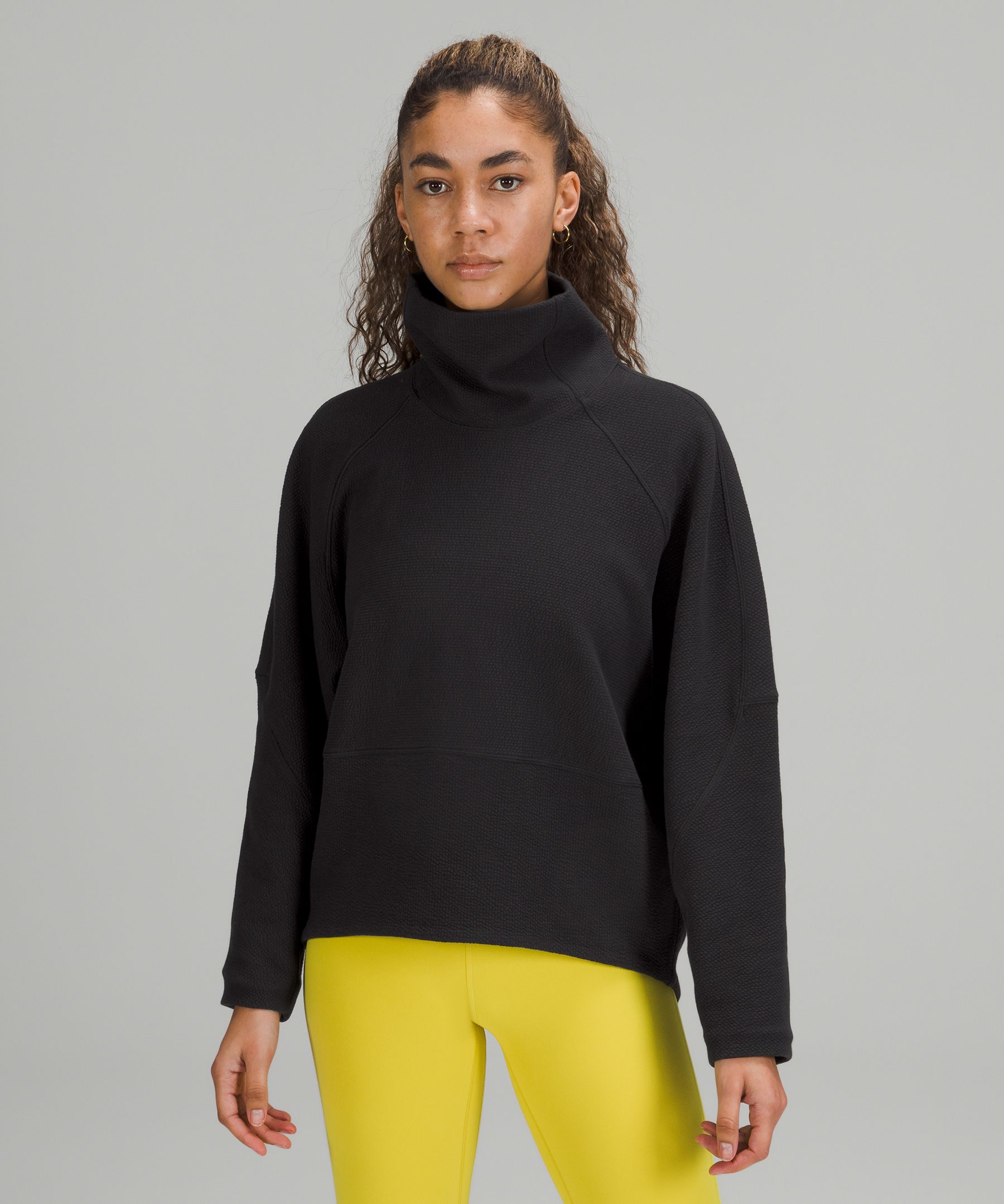 Textured Funnel-Neck Pullover