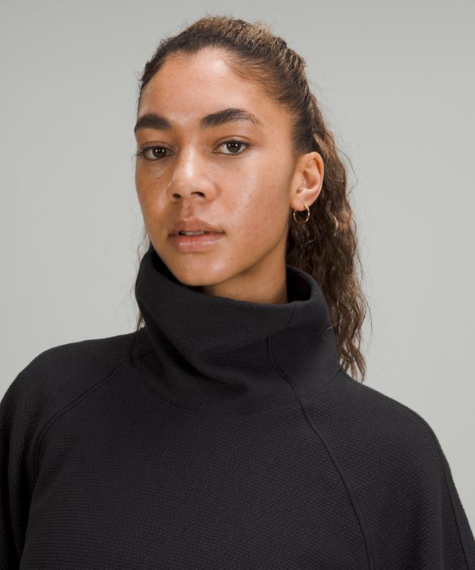Textured Funnel-Neck Pullover