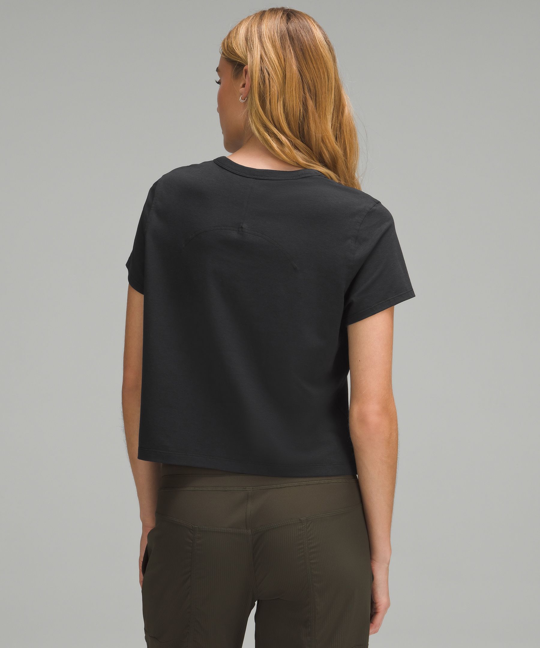 Shop Lululemon Classic-fit Cotton-blend T-shirt In Black