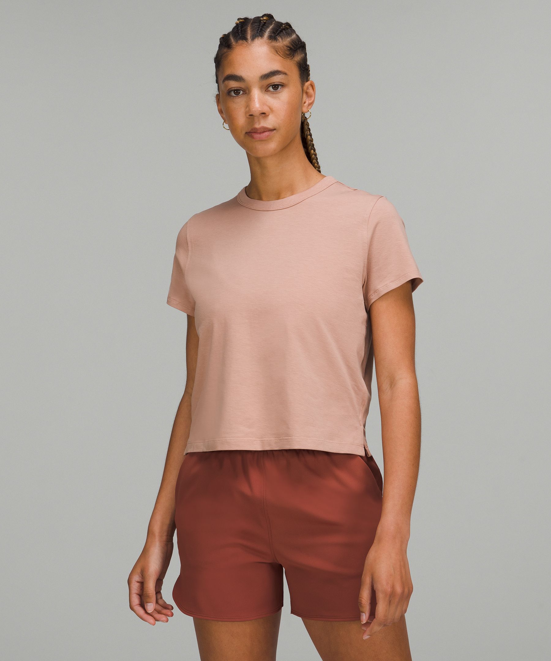 Lululemon Classic-fit Cotton-blend T-shirt In Pink Clay
