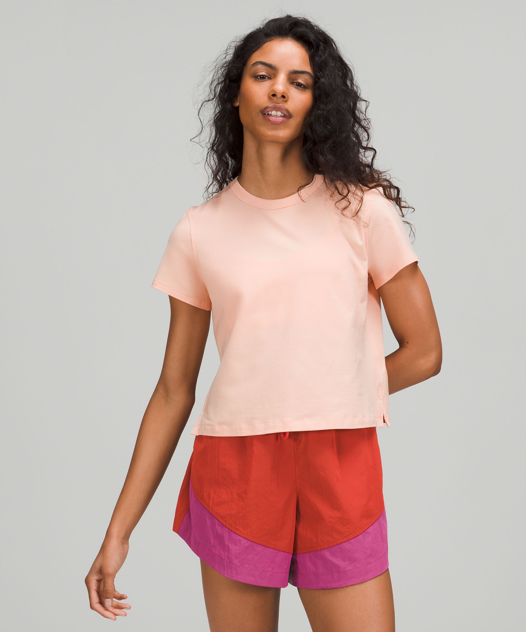 Lululemon Classic-fit Cotton-blend T-shirt In Peach Satin
