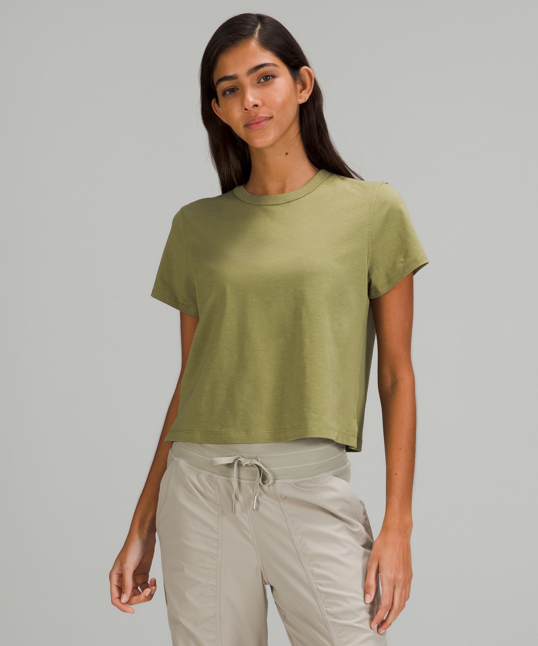 Lululemon Classic-fit Cotton-blend T-shirt In Bronze Green