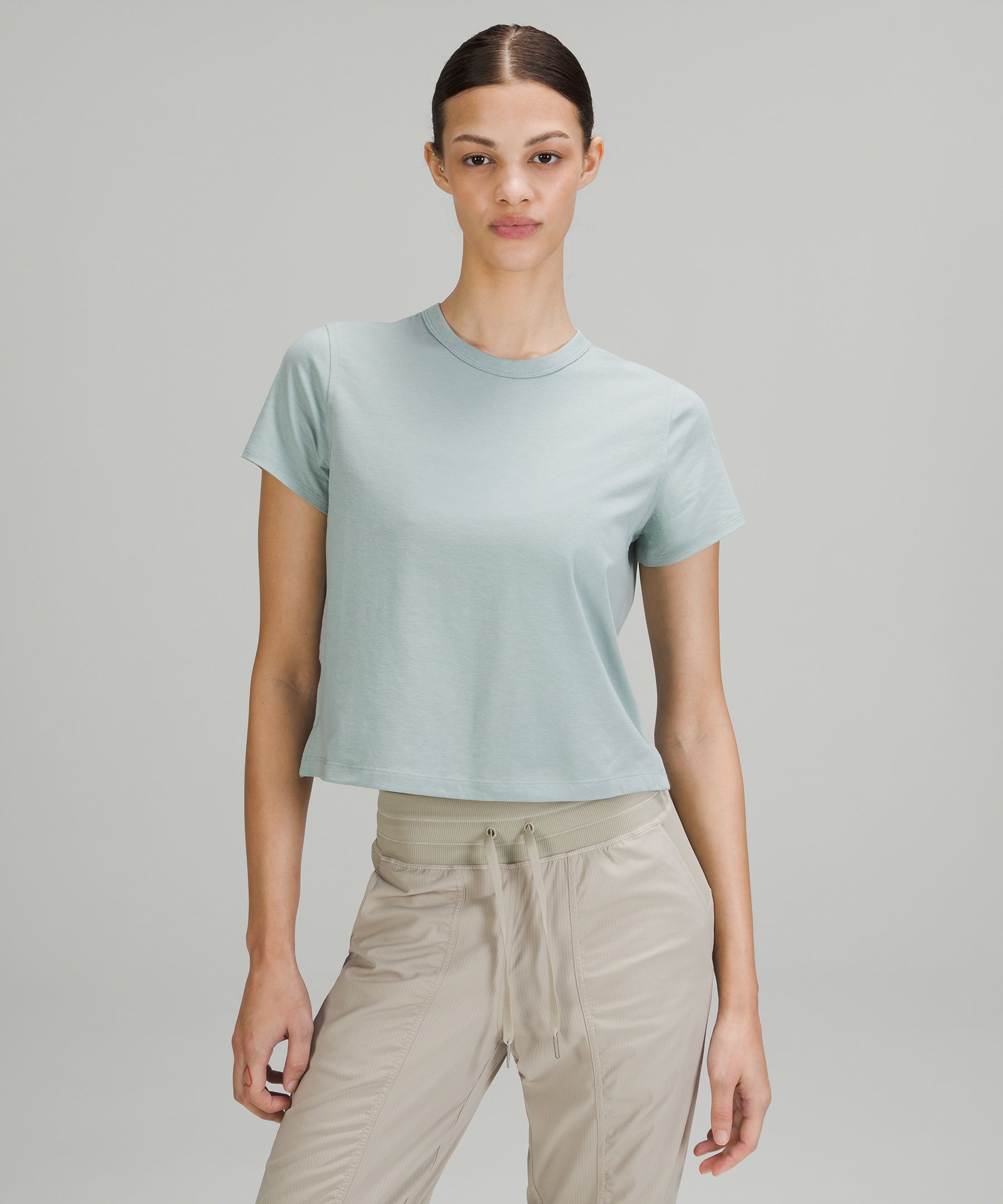 Lululemon Classic-fit Cotton-blend T-shirt In Silver Blue