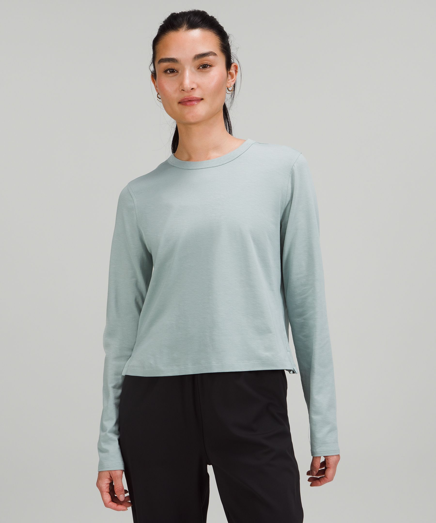 Lululemon athletica Classic-Fit Cotton-Blend Mockneck Long-Sleeve Shirt, Women's Long Sleeve Shirts