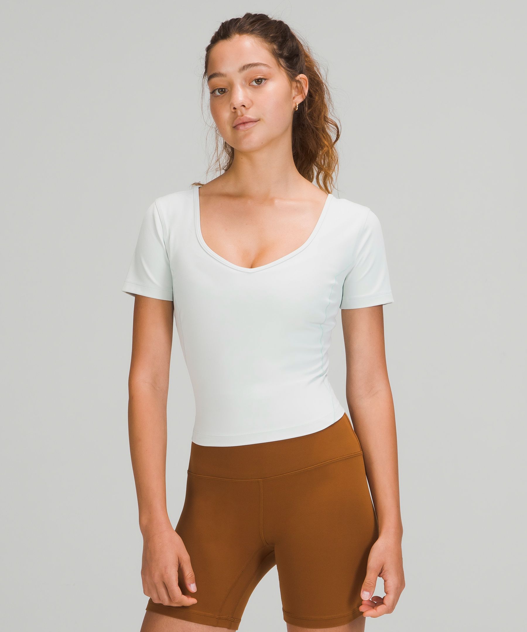 Lululemon Align Tee *Nulu Slim Fit Cropped Length Size 10 Pastel Blue 26300.