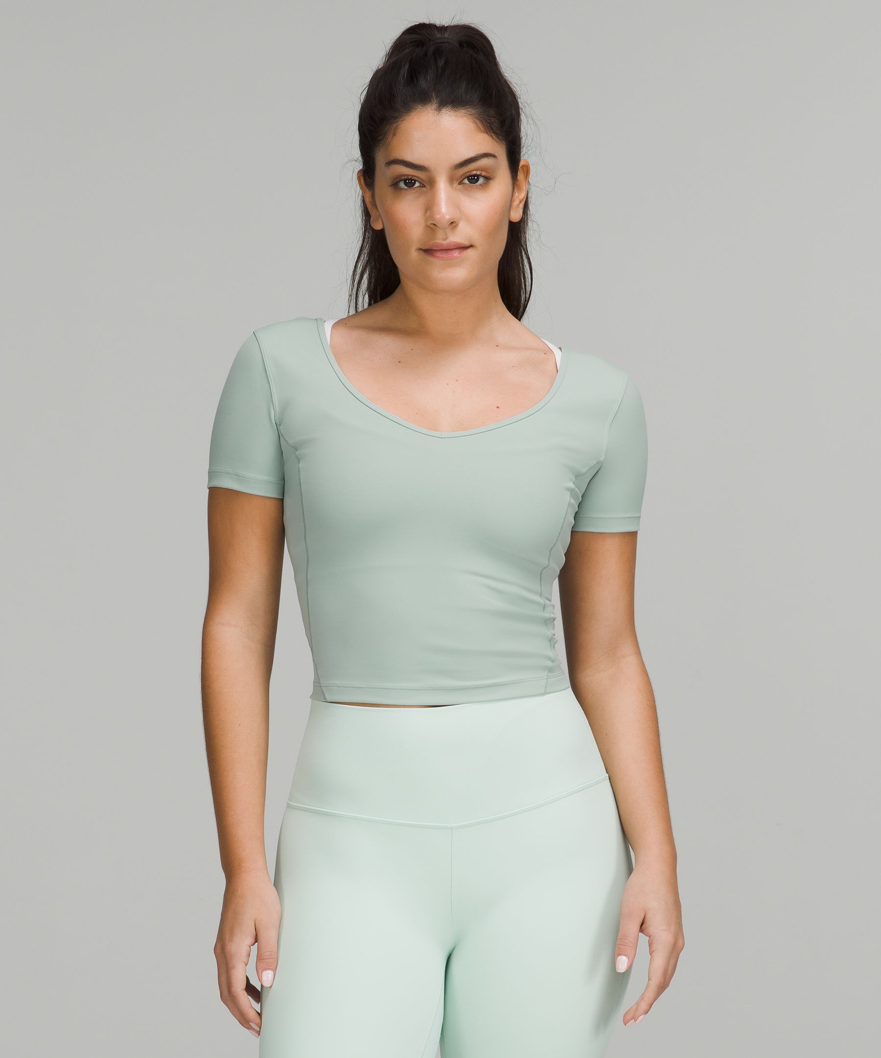 Lululemon Align Tee *Nulu Slim Fit Cropped Length Size 10 Pastel Blue 26300.