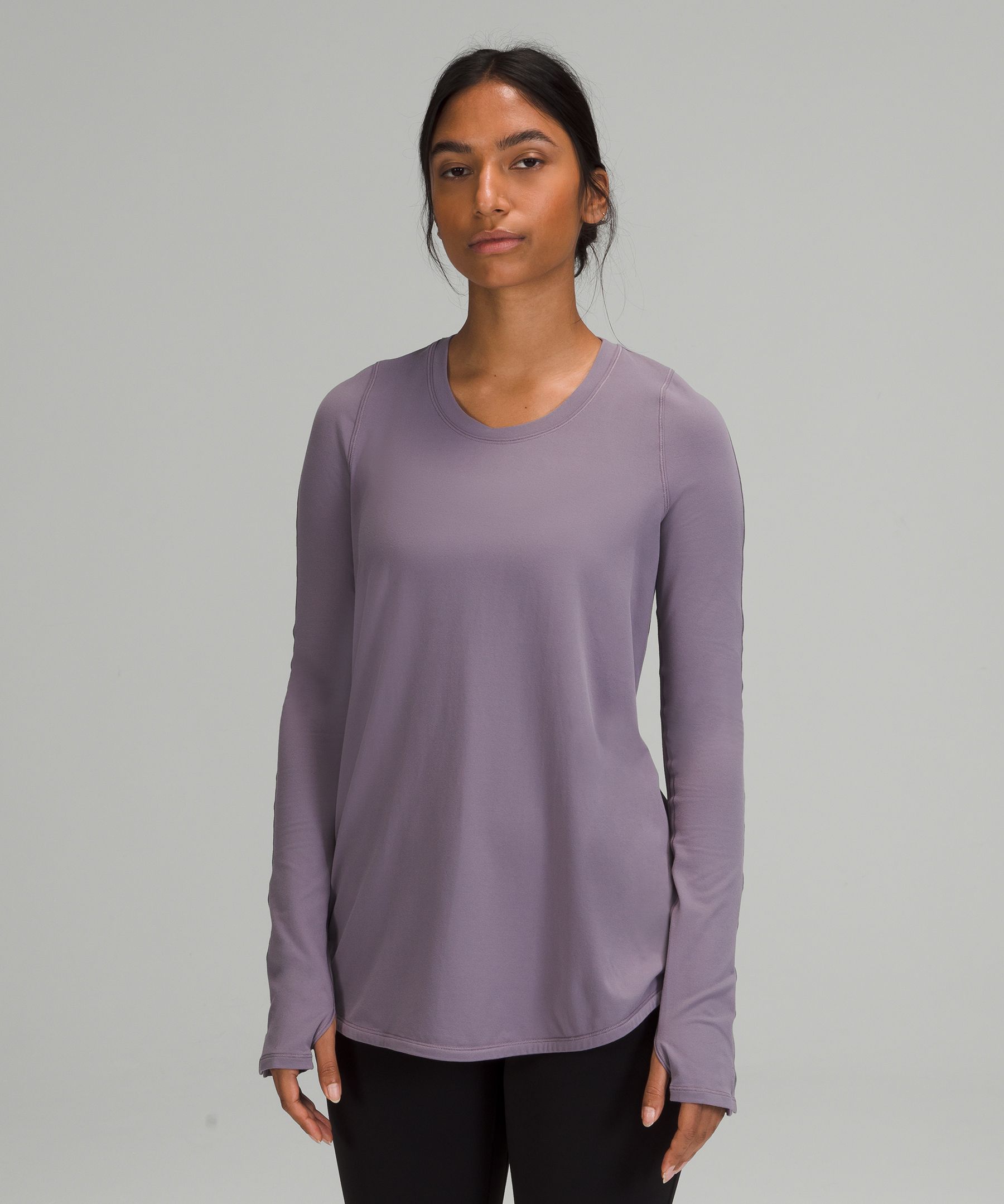 bulk buying LULULEMON Sweater Womens 6 Gray Back to Balance Long Sleeve  Open Back Thumbholes